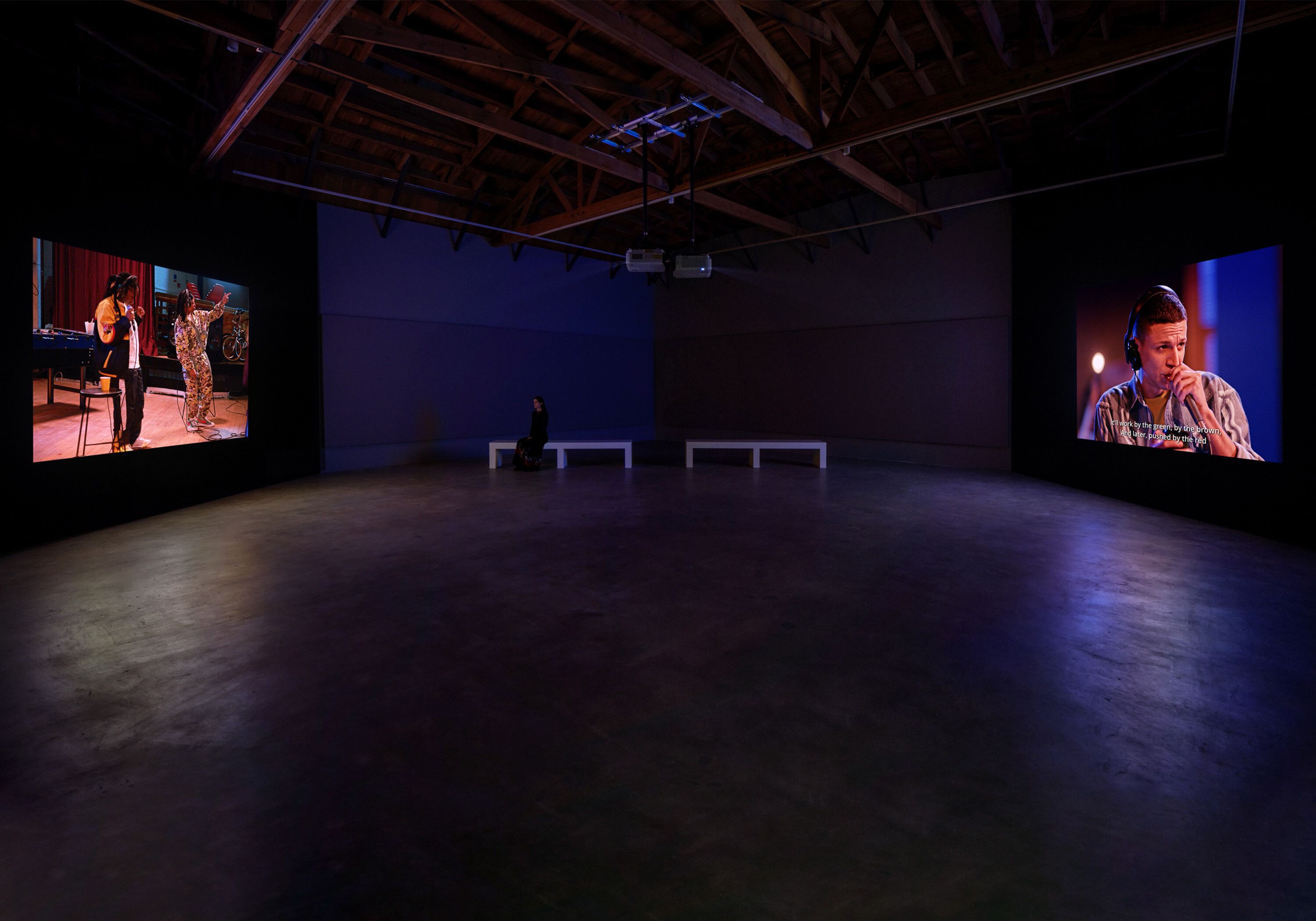 A still from a two-channel video installation by Stan Douglas, titled ISDN, dated 2022.