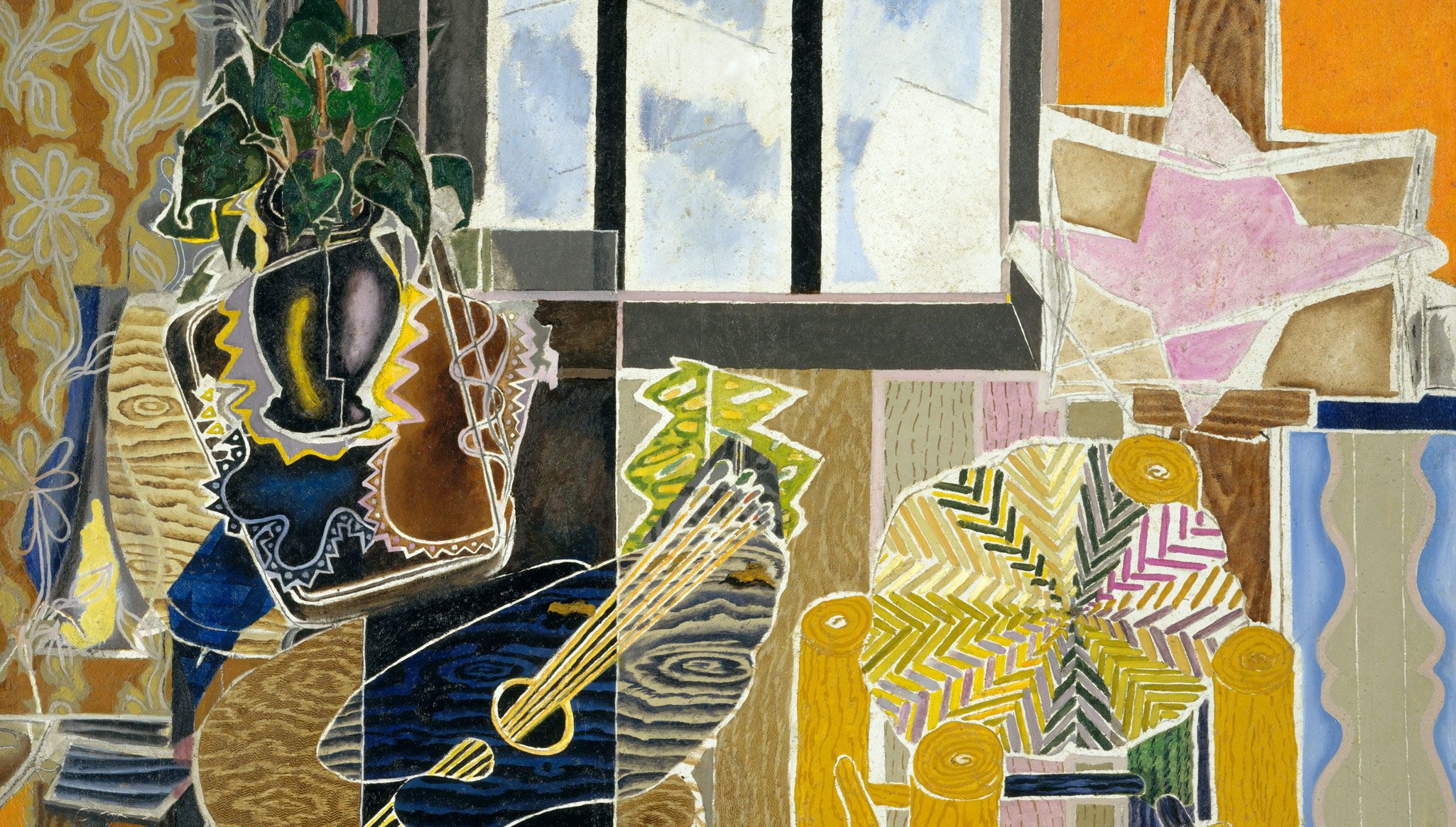 A detail of an artwork by Georges Braque, titled The Studio (Vase before a Window), dated 1939 (detail). Collection of The Metropolitan Museum of Art, New York. The Walter H. and Leonore Annenberg Collection, Gift of Walter H. and Leonore Annenberg, 1993, Bequest of Walter H. Annenberg, dated 2002