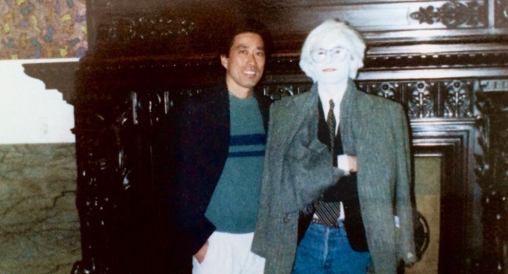 A photo of Ching Ho Cheng with Andy Warhol, in the 1970s.