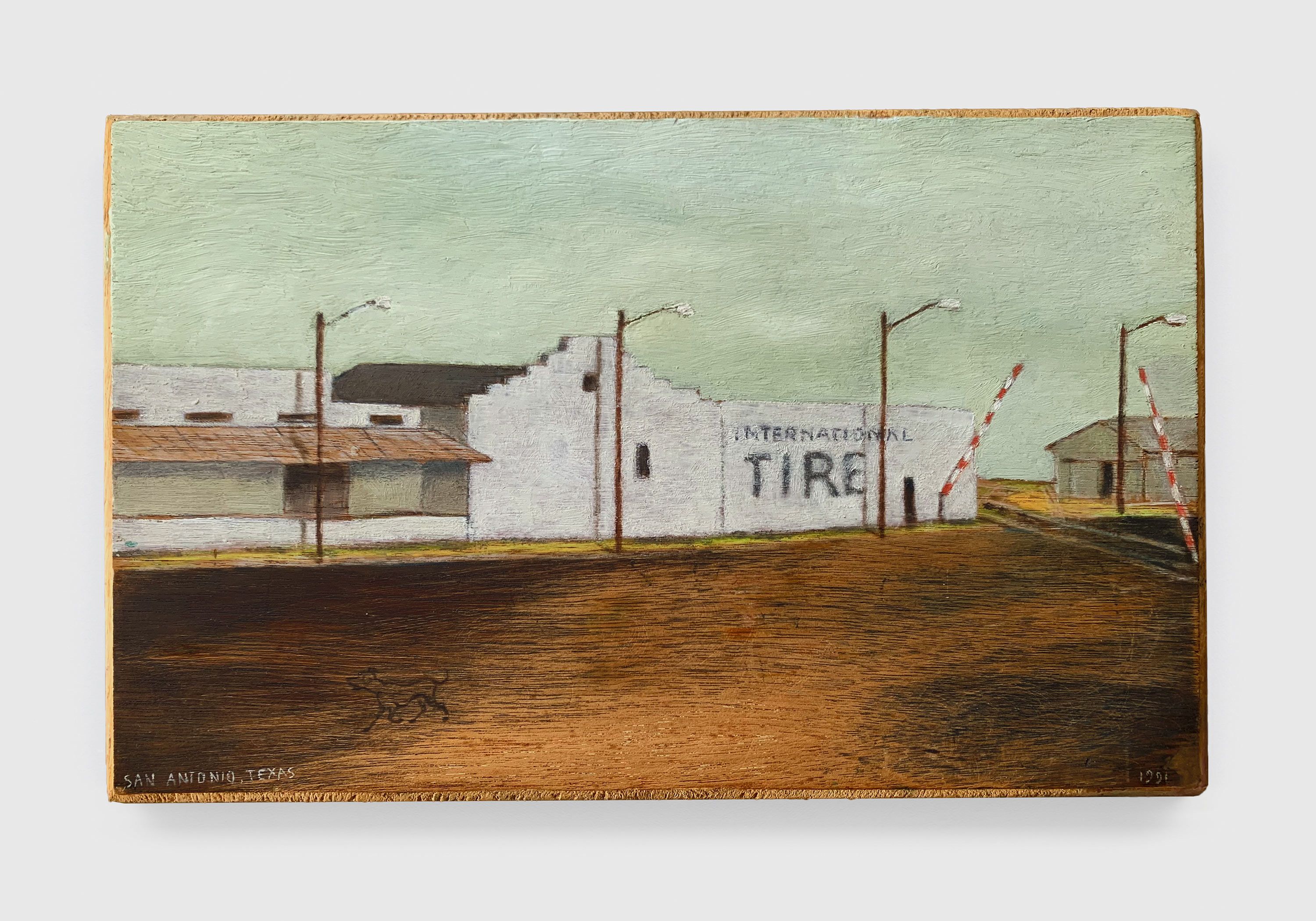 A painting by Francis Alÿs, titled San Antonio, Texas, dated 1991.