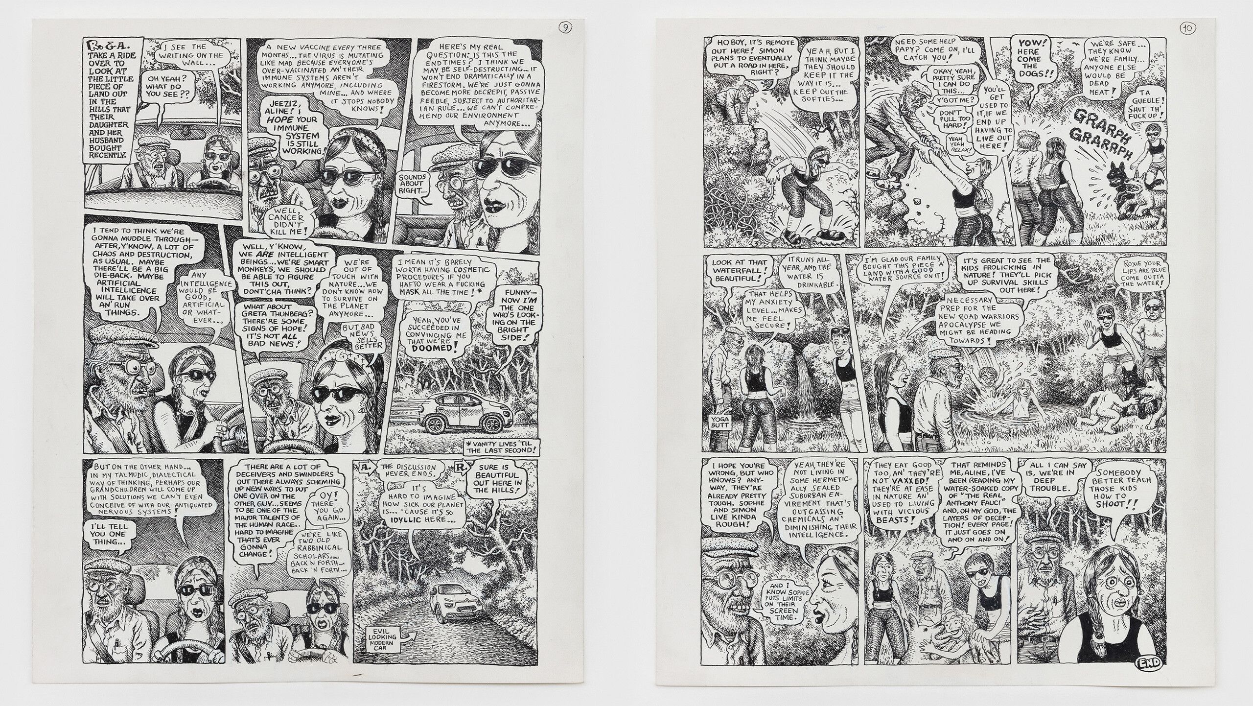 Details from Crumb Family Covid Exposé by Aline Kominsky-Crumb and R. Crumb dated 2021