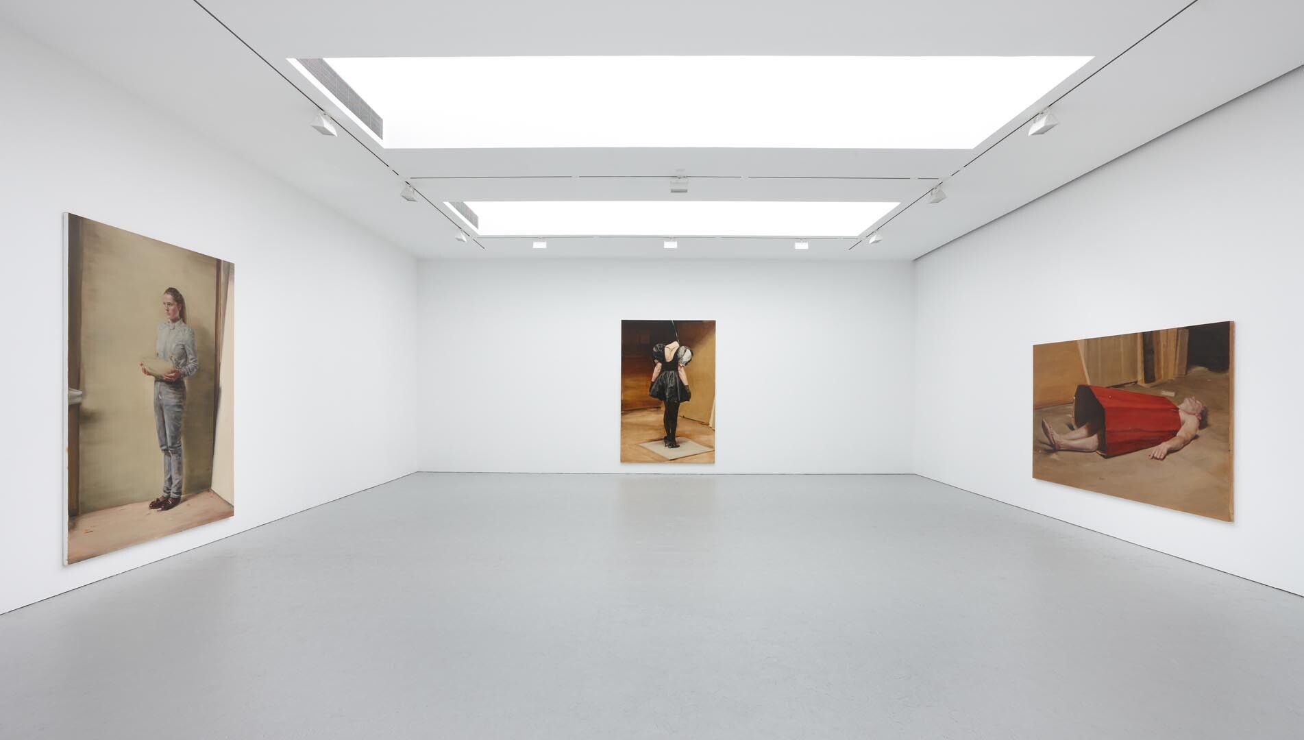 Installation view of the exhibition Michael Borremans: The Devil's Dress, at David Zwirner in New York, dated 2011.
