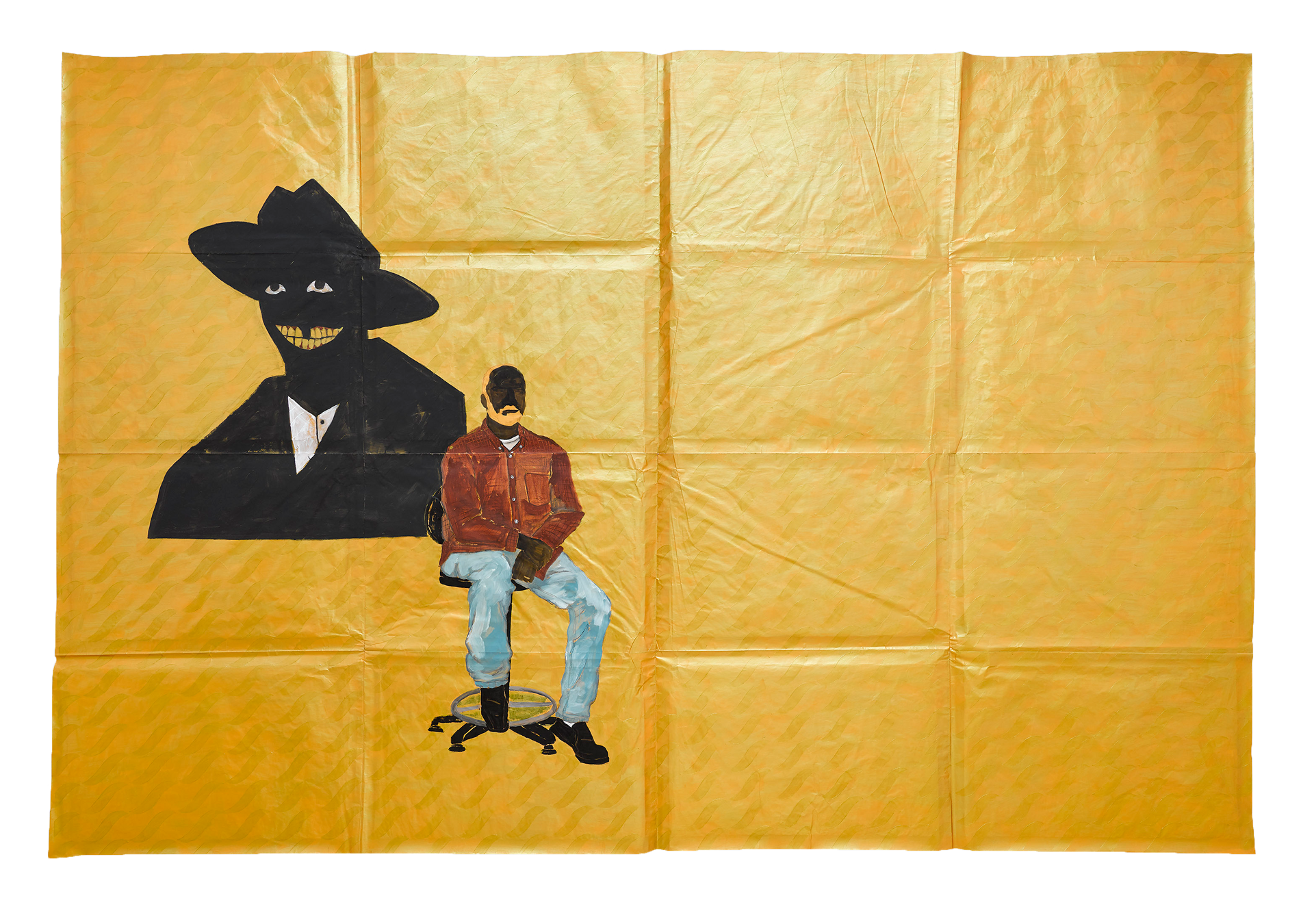 A painting by Maxwell Alexandre titled Peço bênção pra sair e pra chegar, dated 2020.