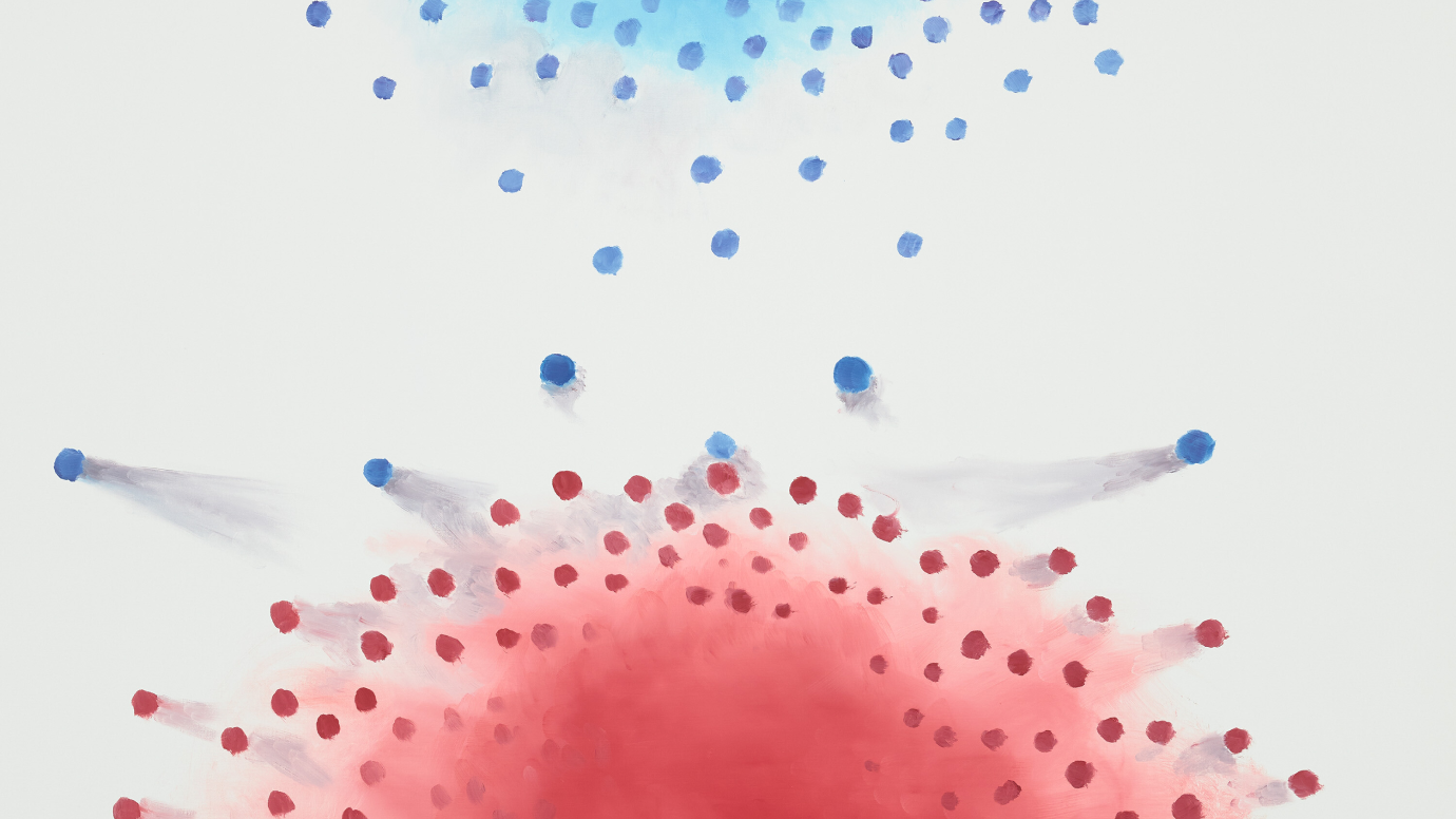 an artwork by Luc Tuymans called Polarisation - Based on a data visualization by Mauro Martino, dated 2021