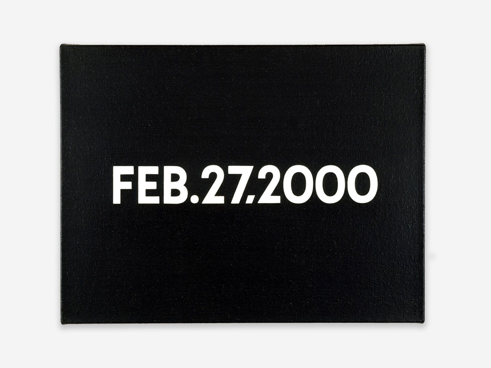 A painting by On Kawara, titled FEB. 27, 2000 New York, dated 2000.