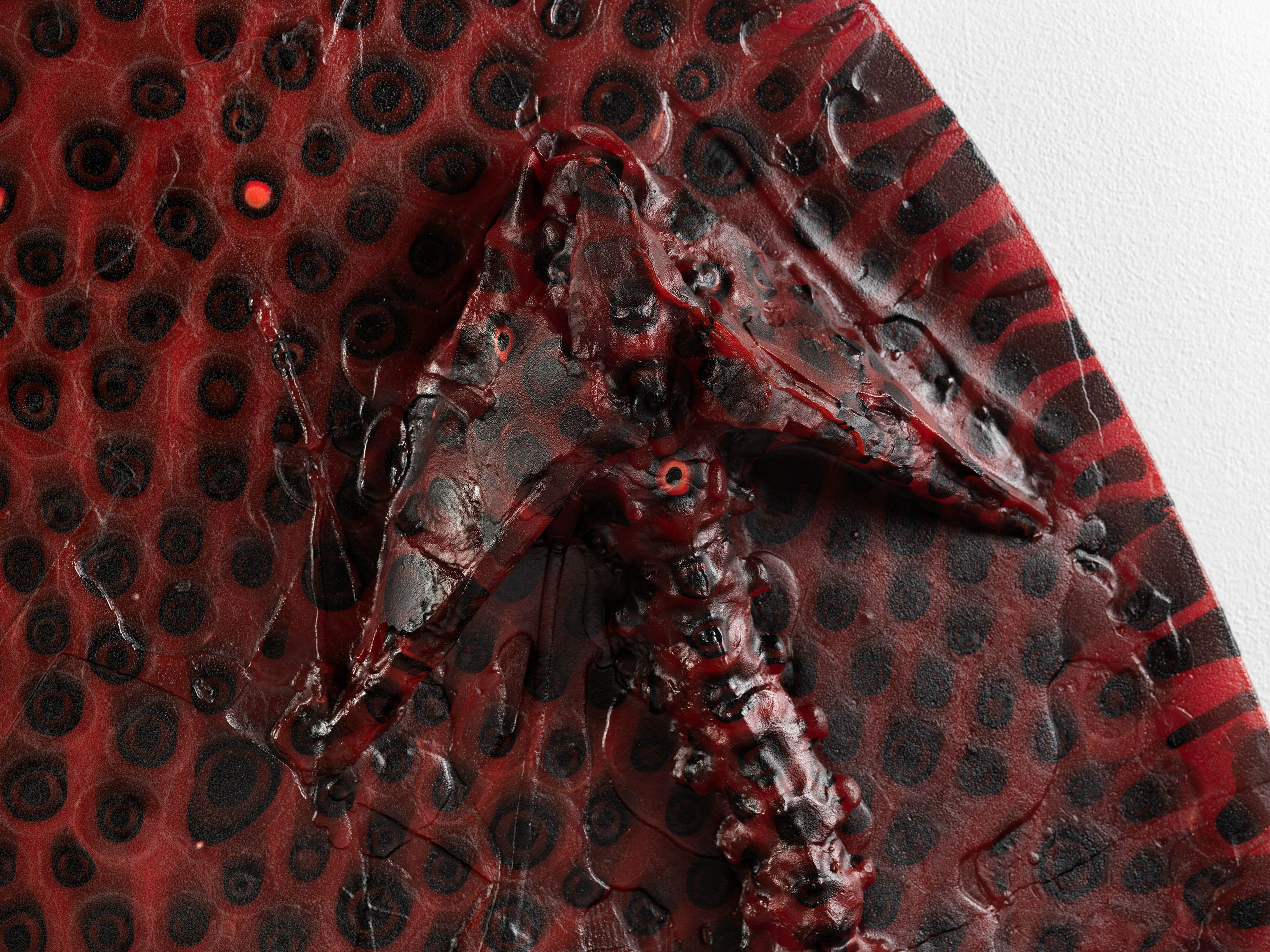 A detail from a sculpture by Andra Ursuta, titled Private Dancer (Red Snow), dated 2025.