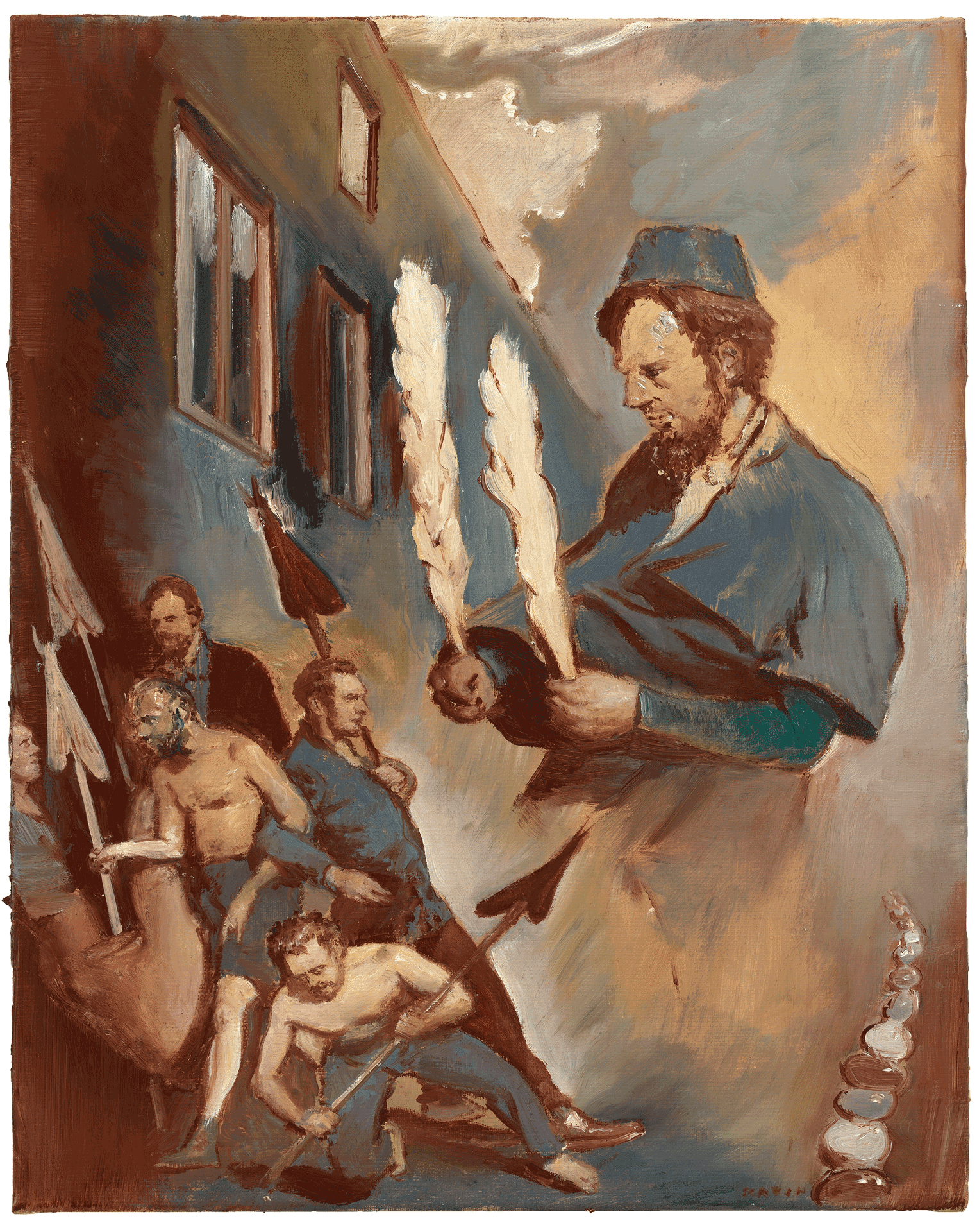 A painting by Neo Rauch, titled Straßenstaub, dated 2016.