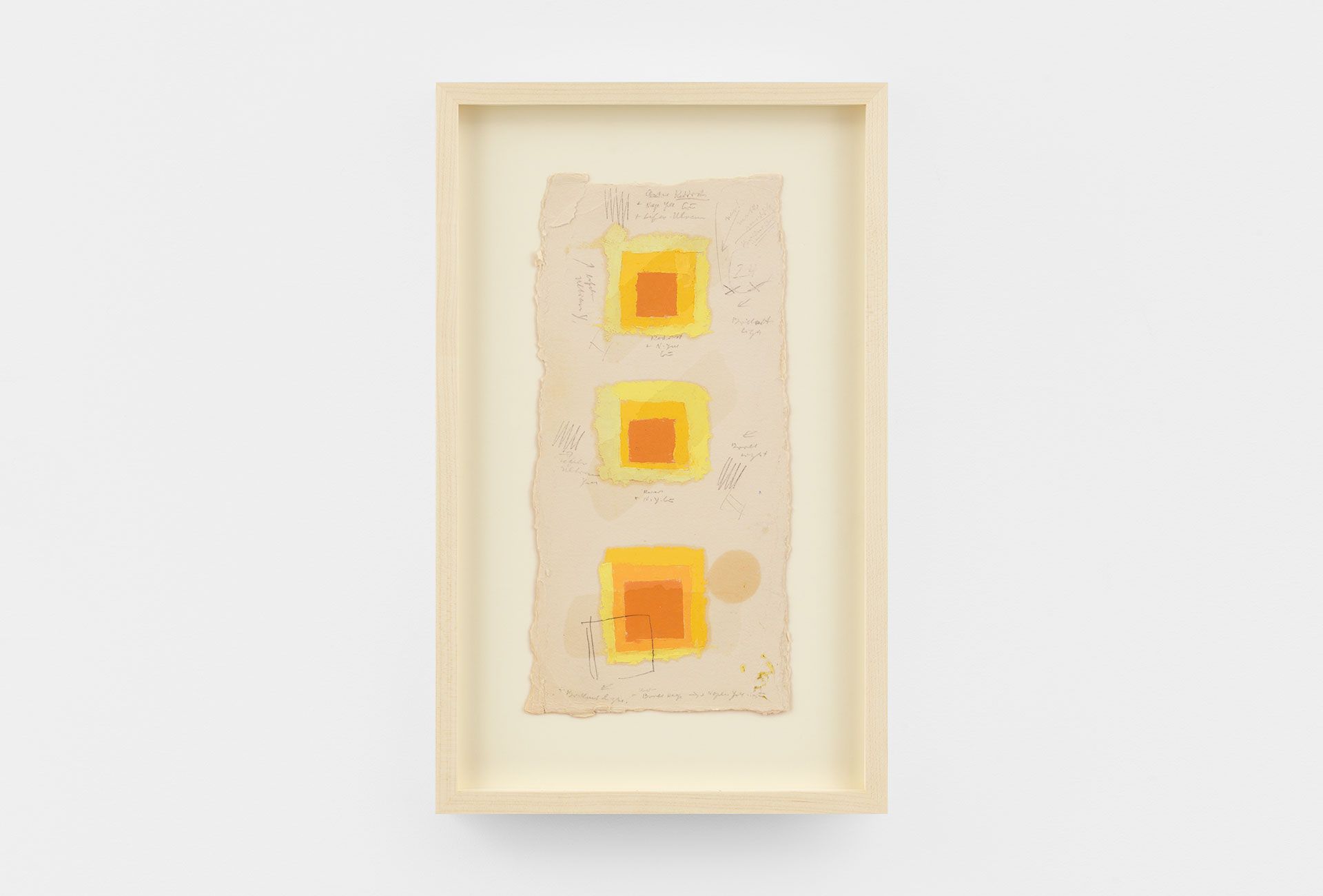 An undated work on paper by Josef Albers titled Three color studies for Homage to the Square.