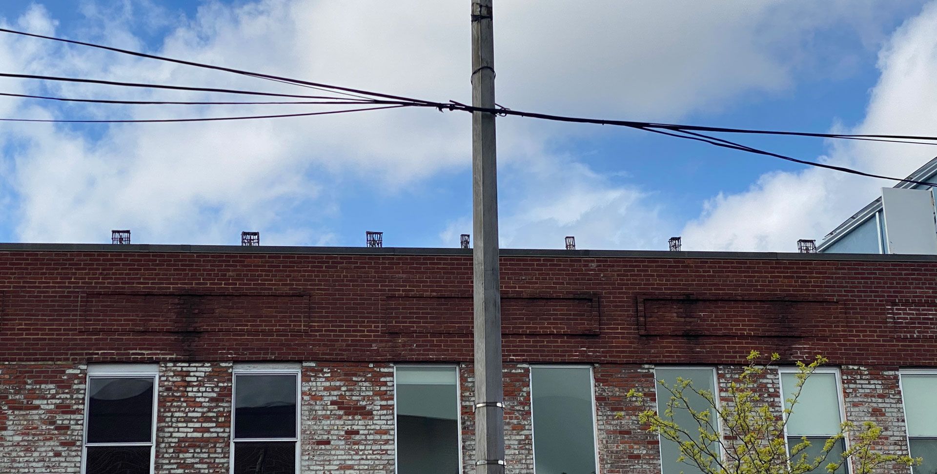 An installation view of the exhibition titled Josh Smith: High As Fuck on the artist's studio roof in Brooklyn, New York, dated 2020.