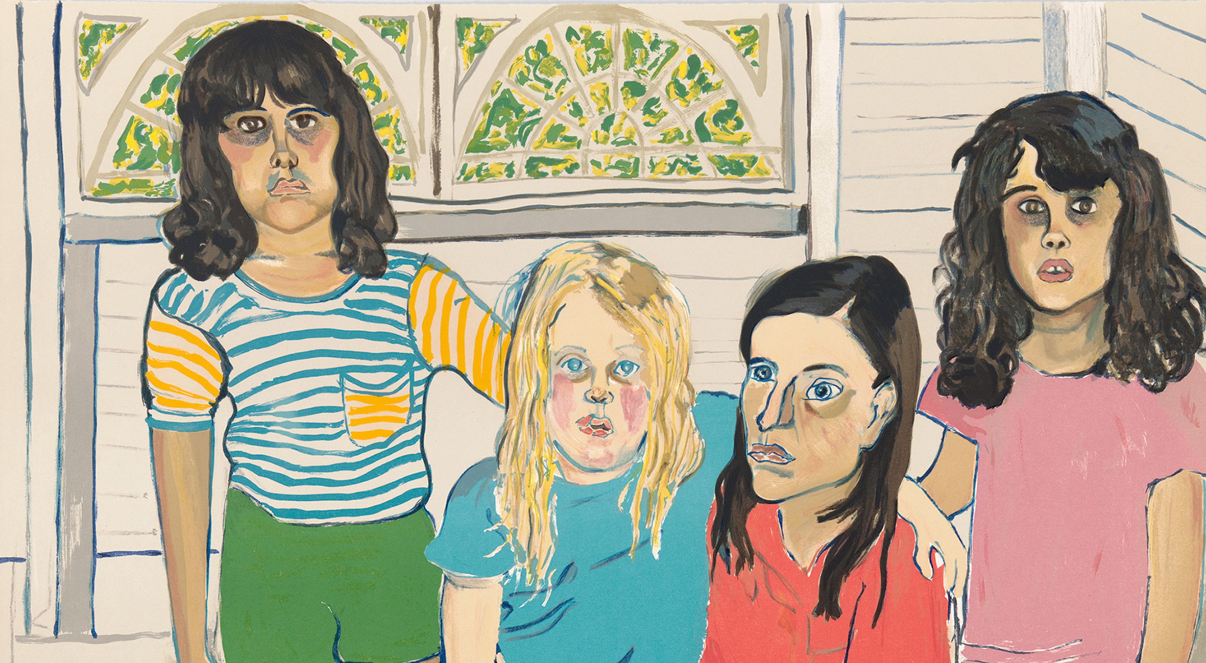 A detail from a print by Alice Neel, titled The Family, dated 1982.