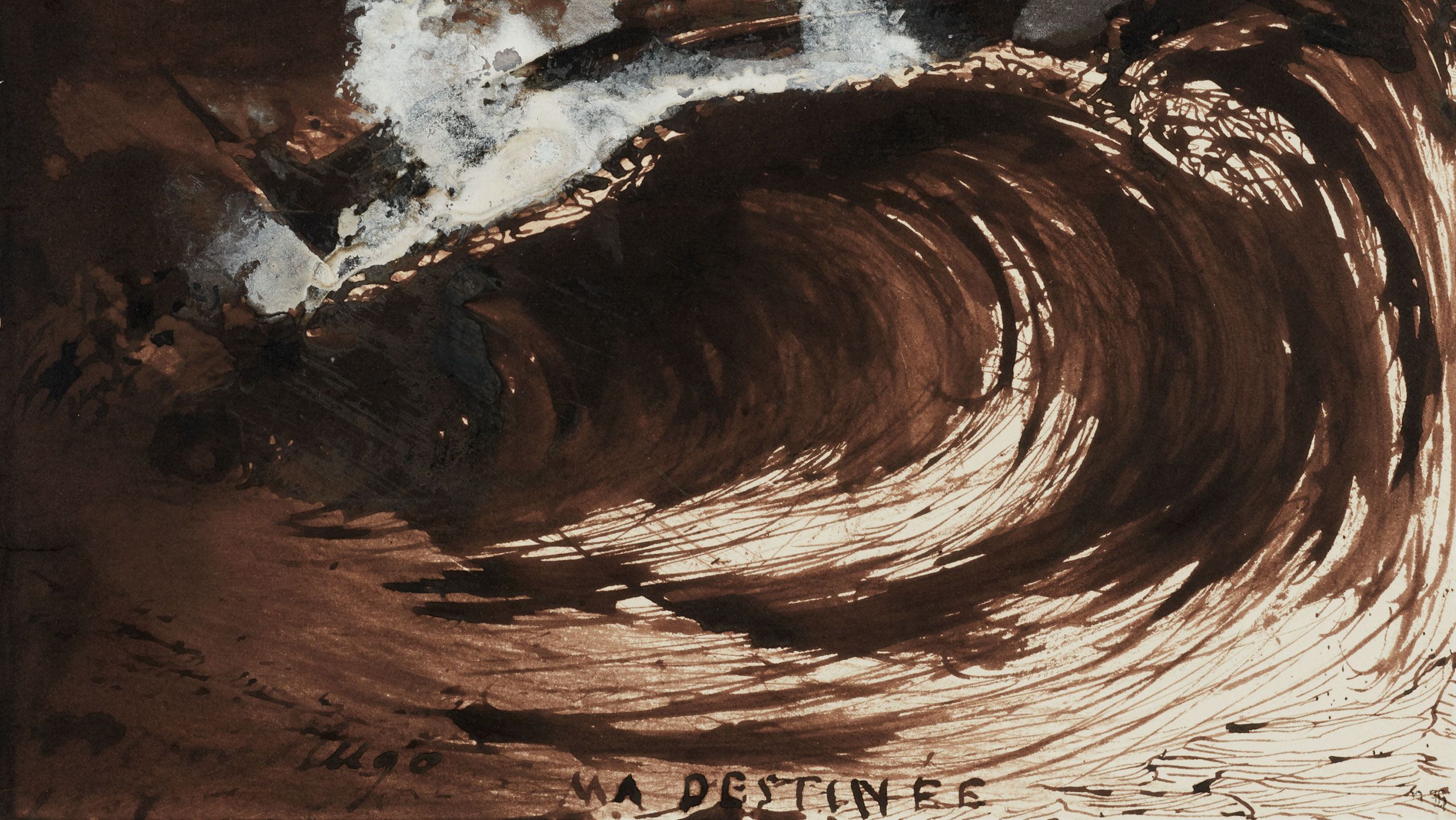 A detail of a painting by Victor Hugo, titled Ma destinée, dated 1867