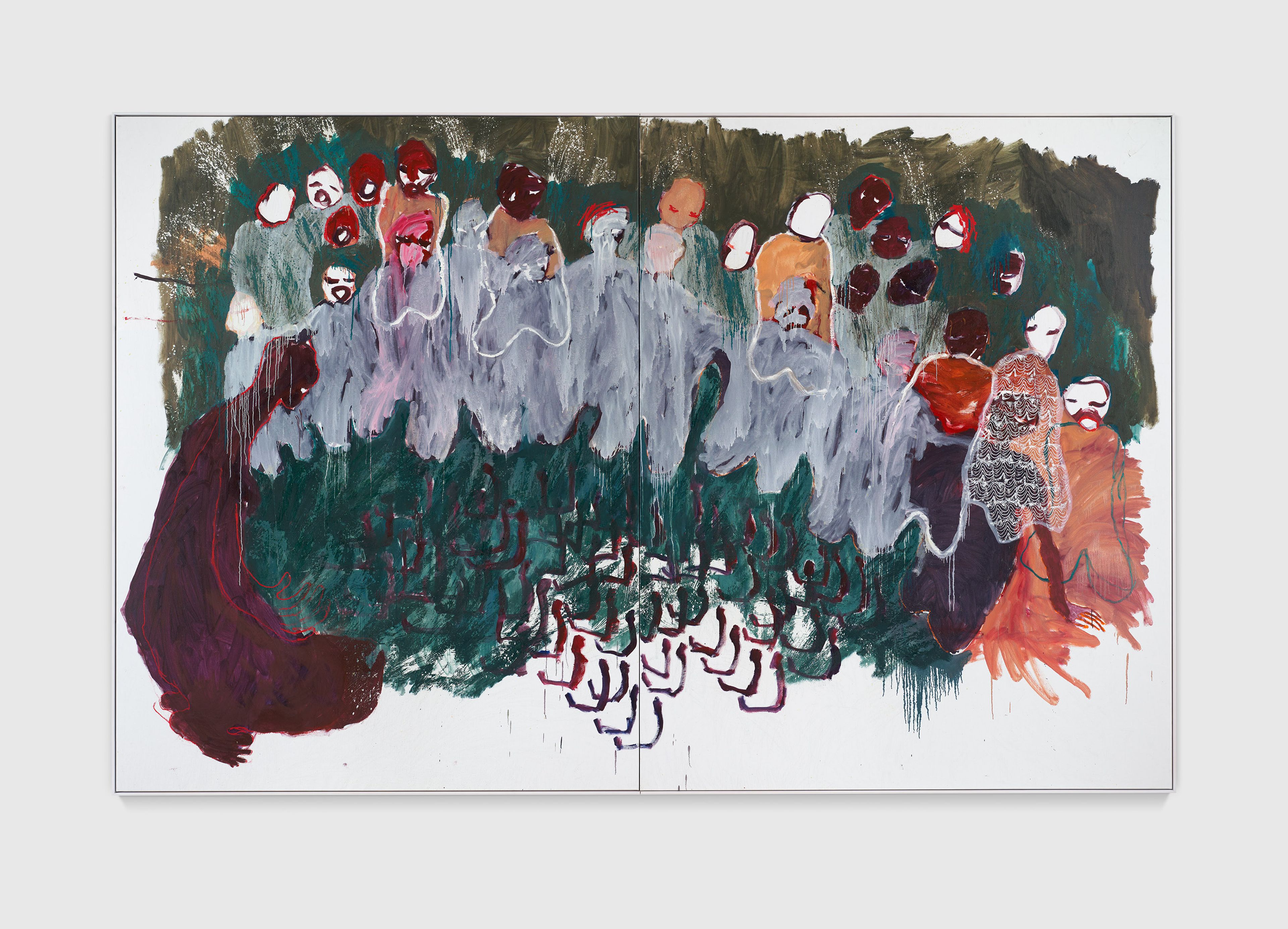 A painting by Portia Zvavahera, titled Kubudiswa (redeemed), dated 2025.