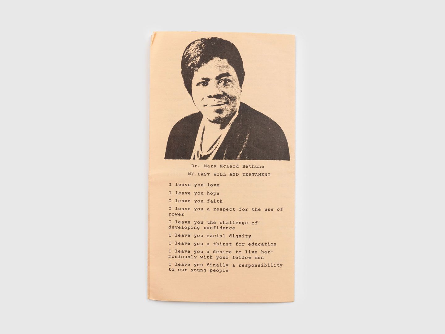 An exhibition pamphlet for Charles White: Mural Commission of Mary McLeod Bethune, Los Angeles Public Library, Exposition Park, dated January 1978.