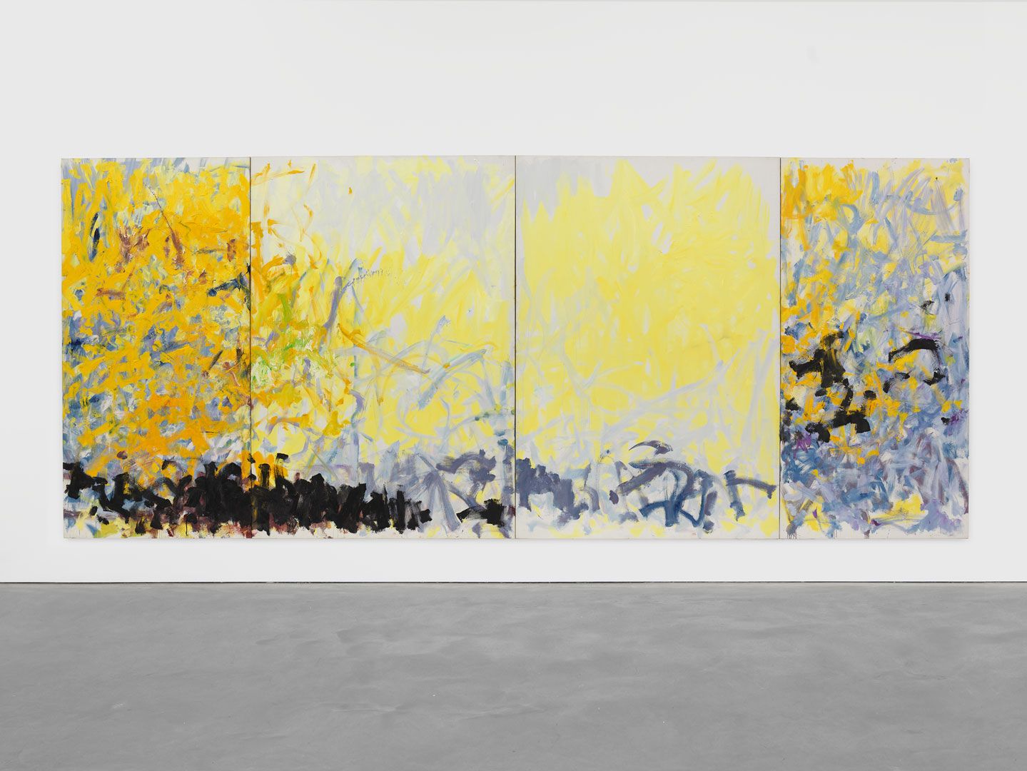 A painting by Joan Mitchell in four parts, titled Minnesota, dated 1980.