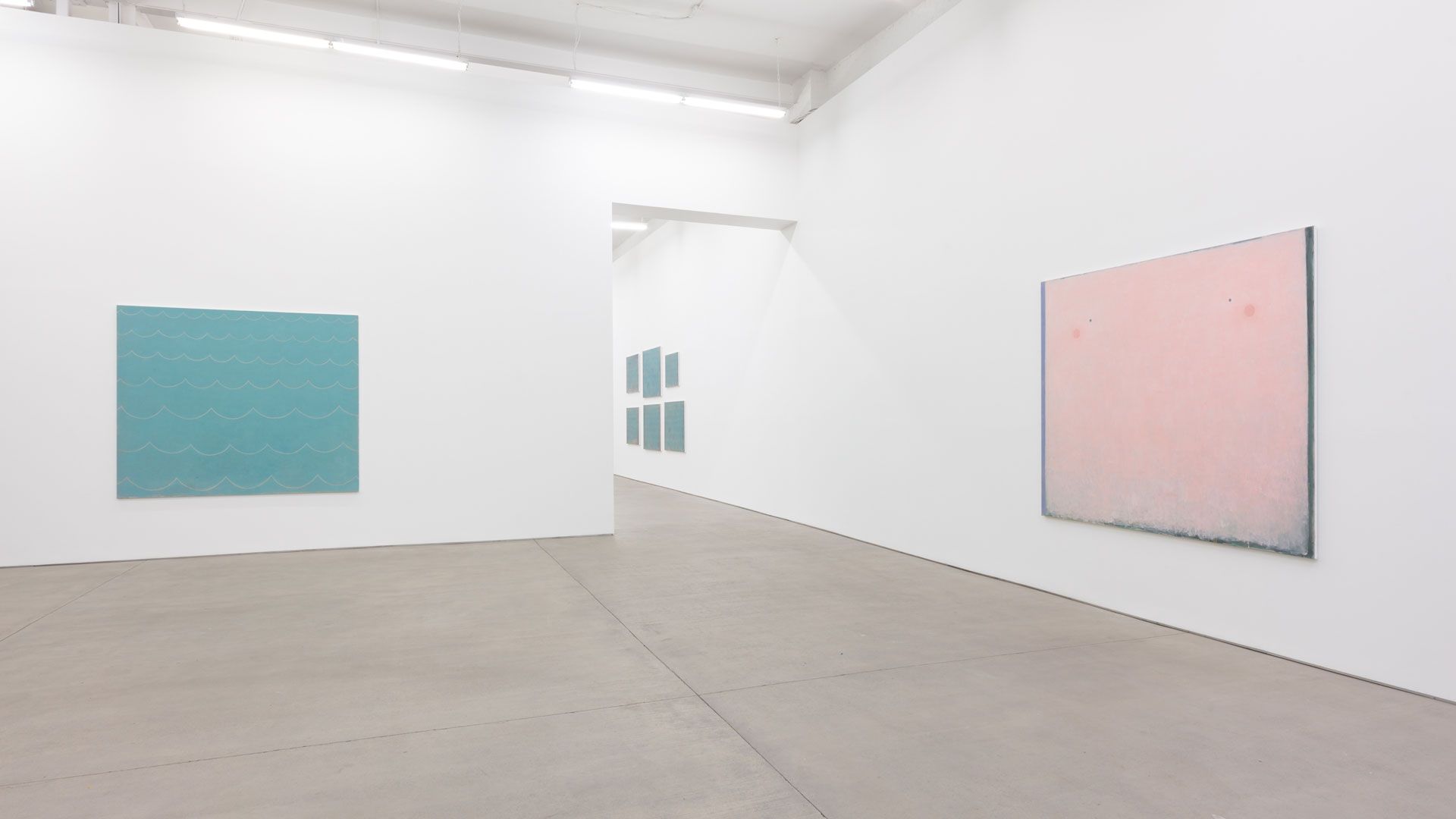 An installation view featuring works by Loïc Raguénès