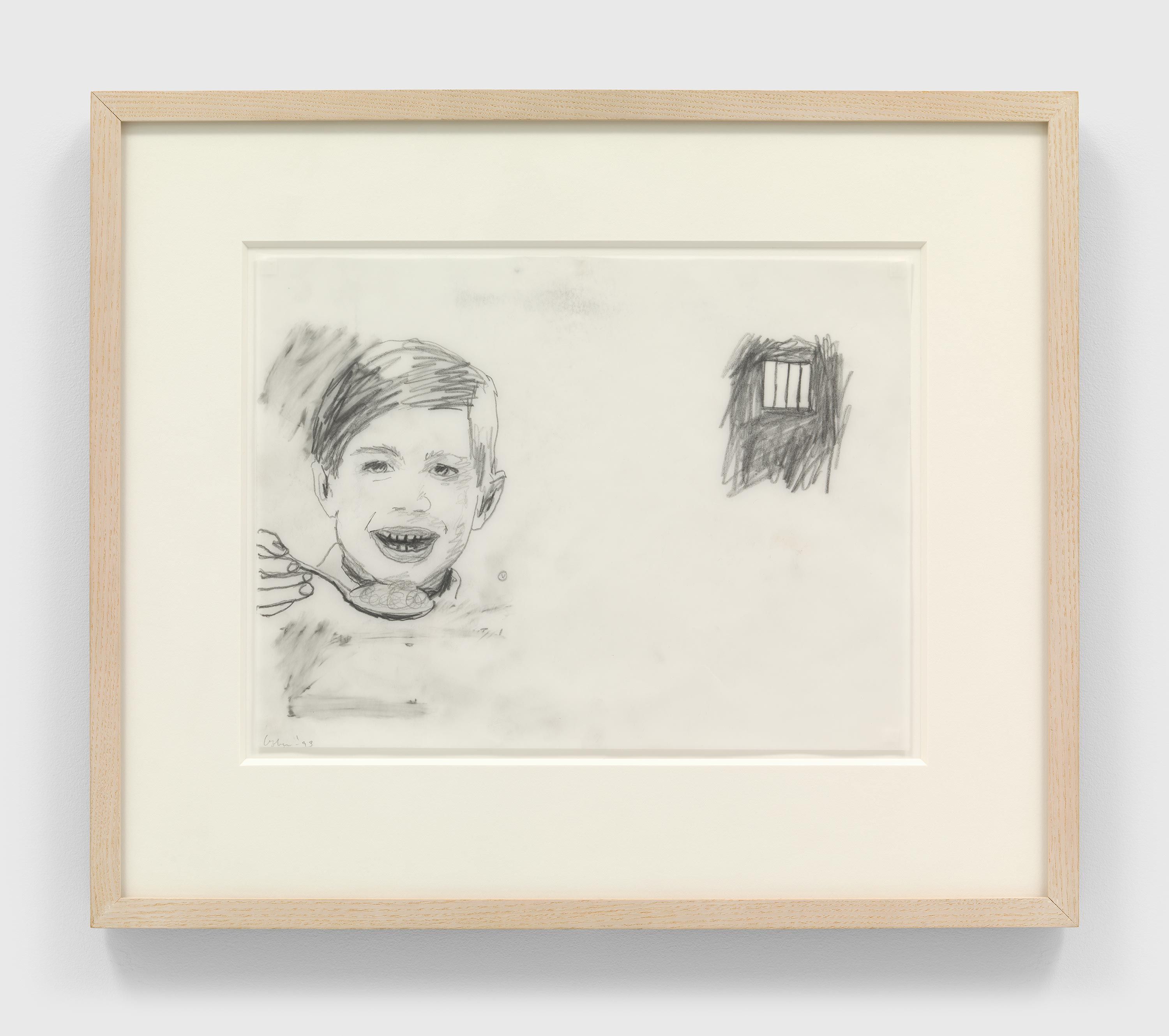 An untitled graphite on vellum drawing by Robert Gober, dated 1993.