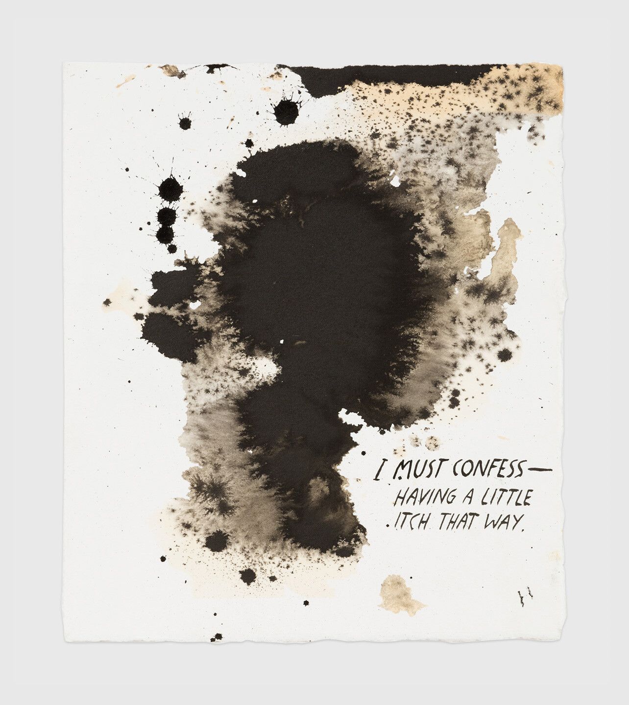 An ink drawing by Raymond Pettibon titled No Title (I must confess...), dated 1998