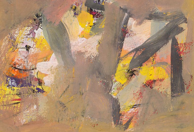 A detail from an untitled painting by Ad Reinhardt, dated 1943.