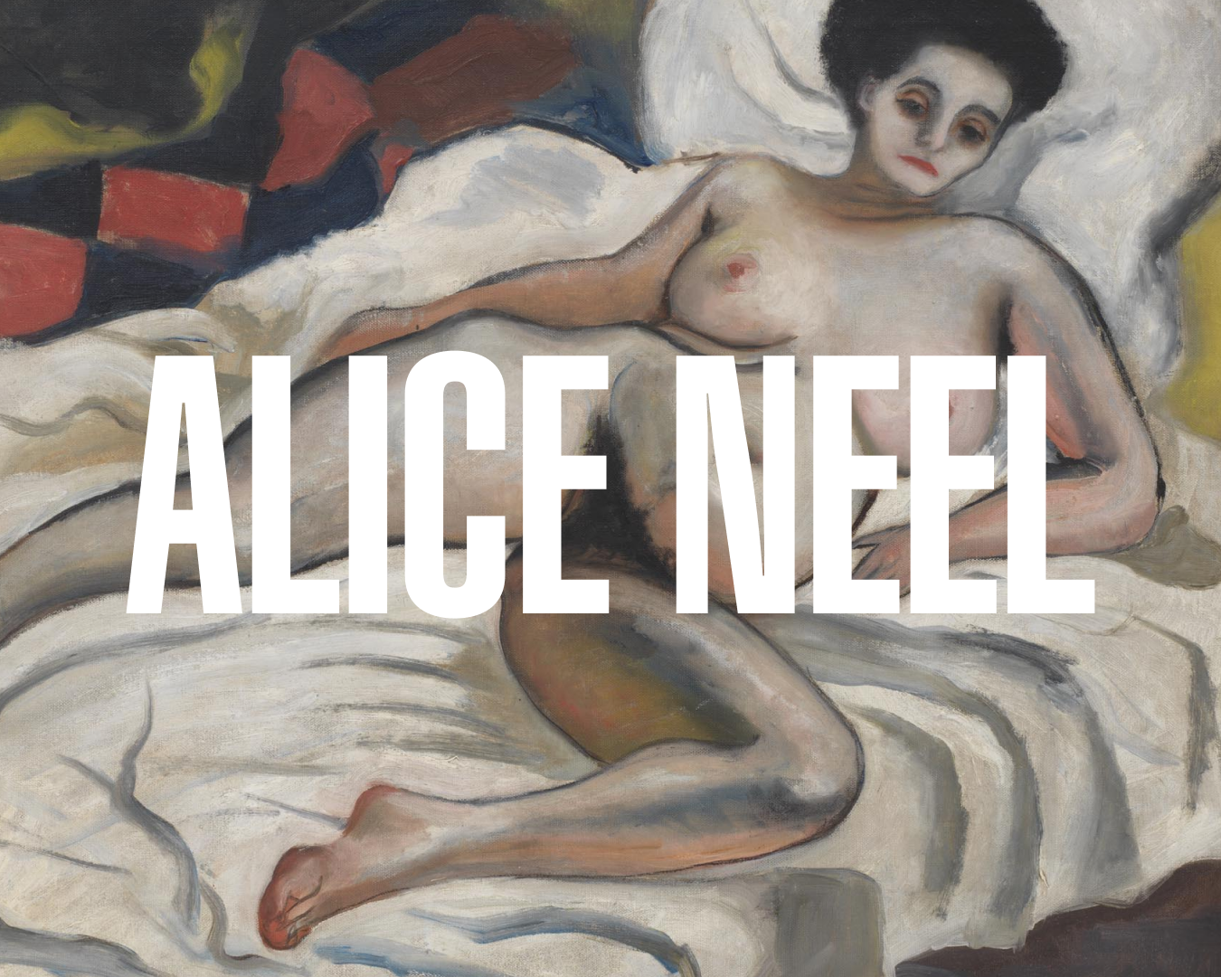 A CTA button with the words "Alice Neel" overlay on top of Neel's painting Nadya Nude, dated 1933