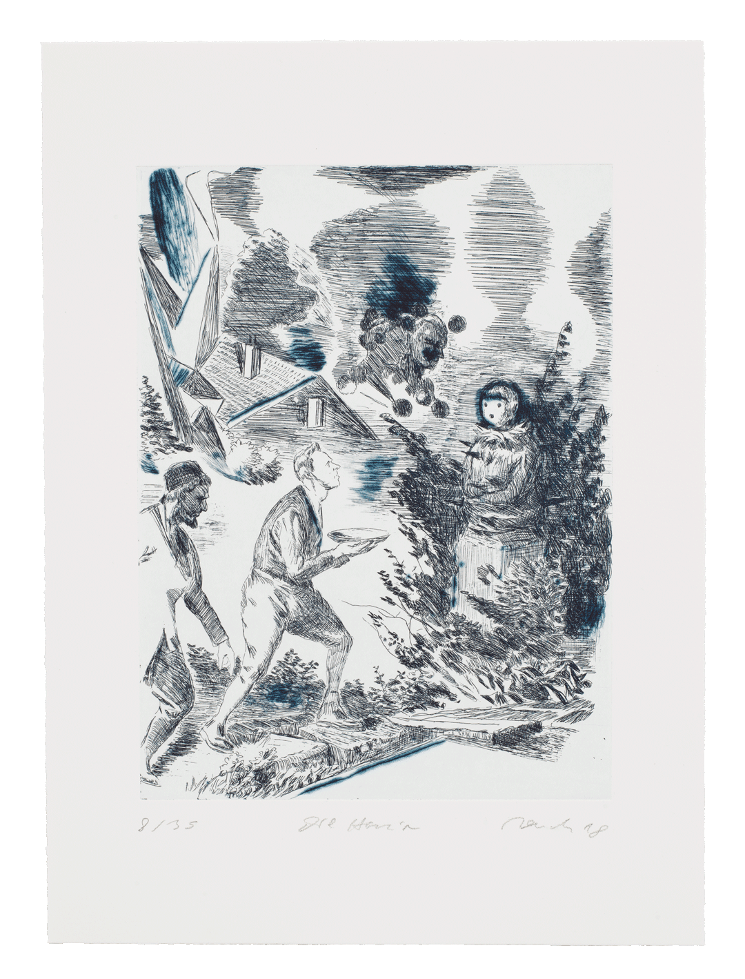 A print by Neo Rauch titled Die Herrin, dated 2018