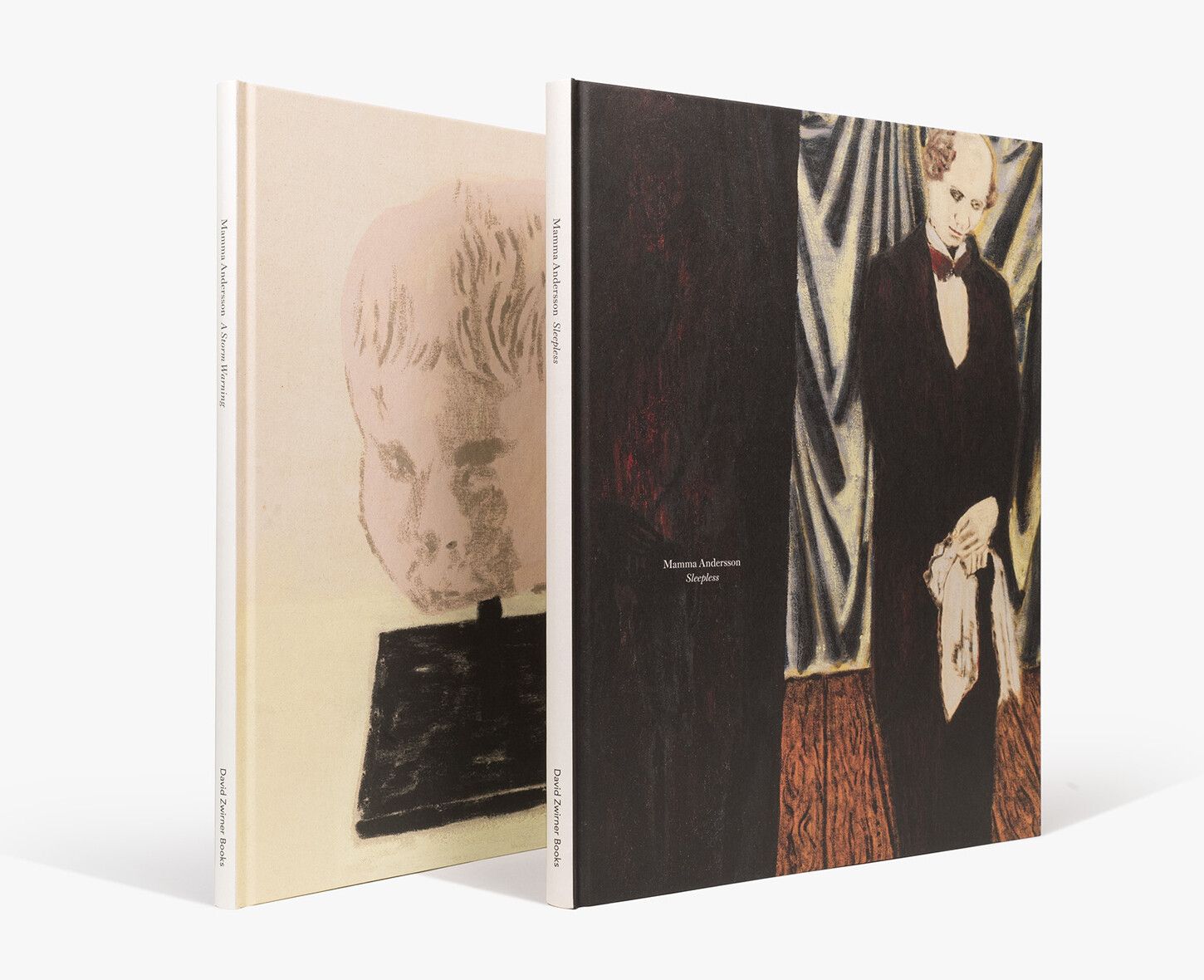 Two books from David Zwirner Books titled Mamma Andersson: Sleepless and Mamma Andersson: A Storm Warning