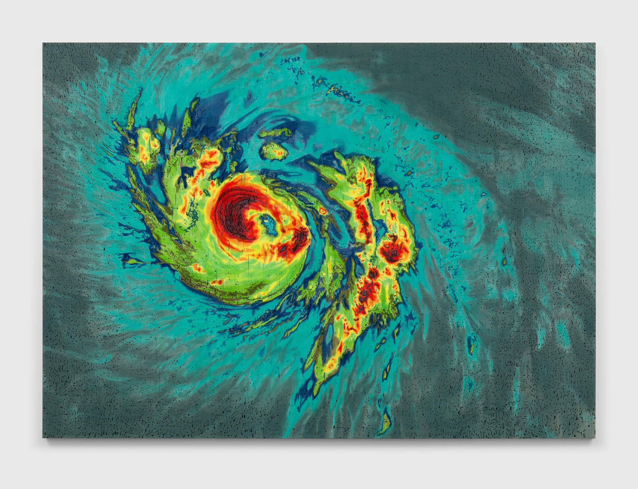 An oil and alkyd on linen painting by Nate Lowman, titled Maria, dated 2022.