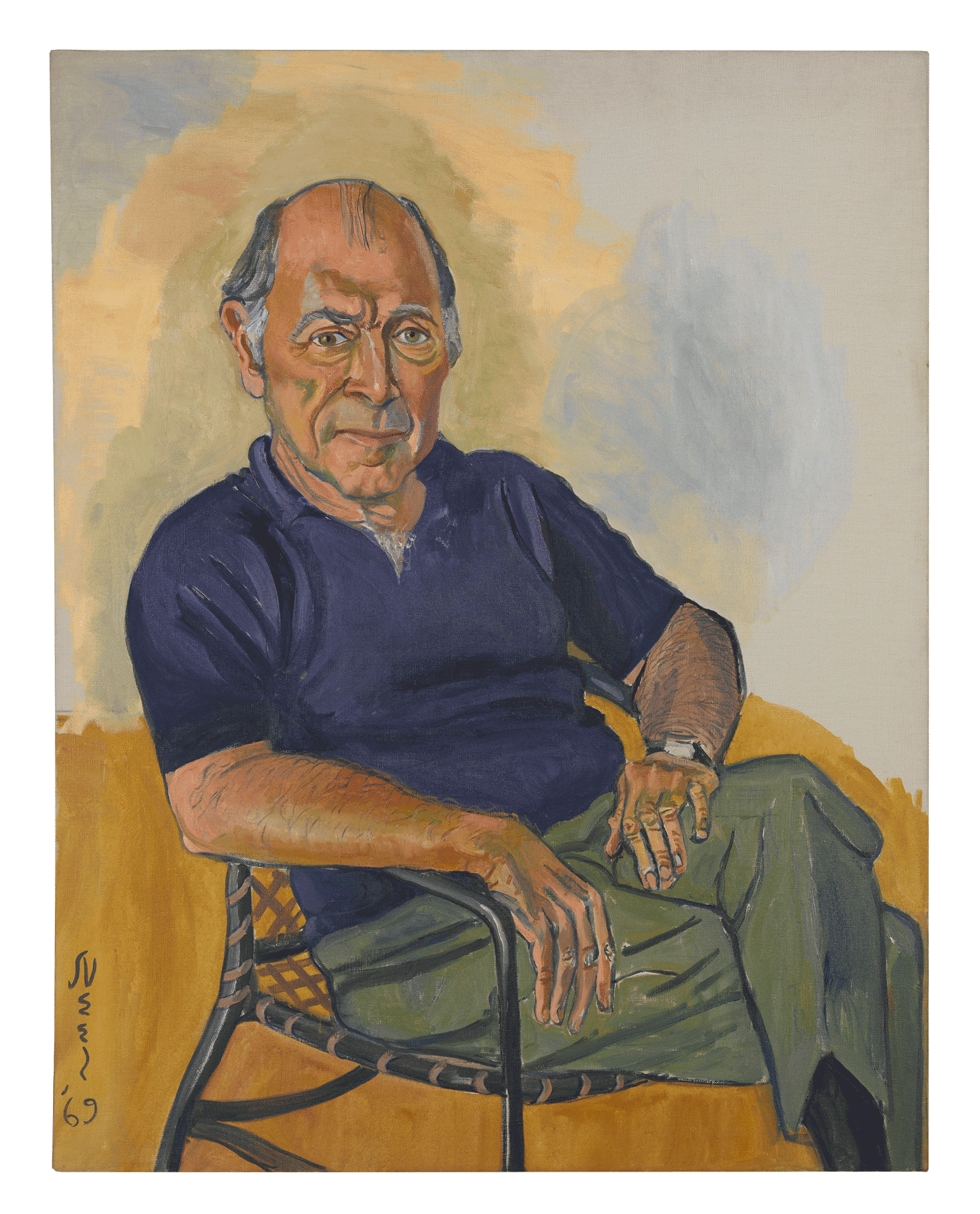 A painting by Alice Neel, titled Lester Cole, dated 1969.