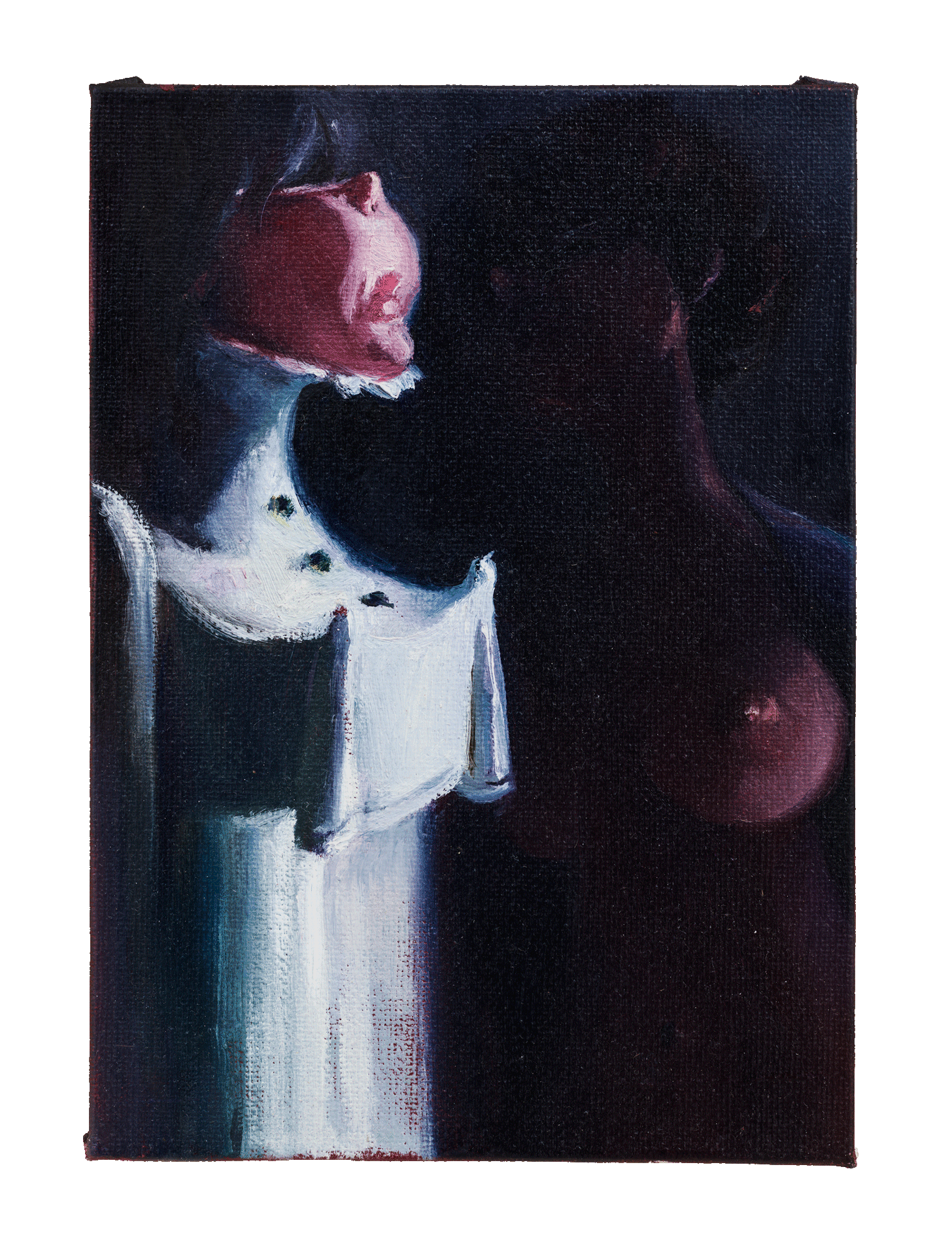 A painting by Lisa Yuskavage, titled The Troll and The Princess, dated 1997.