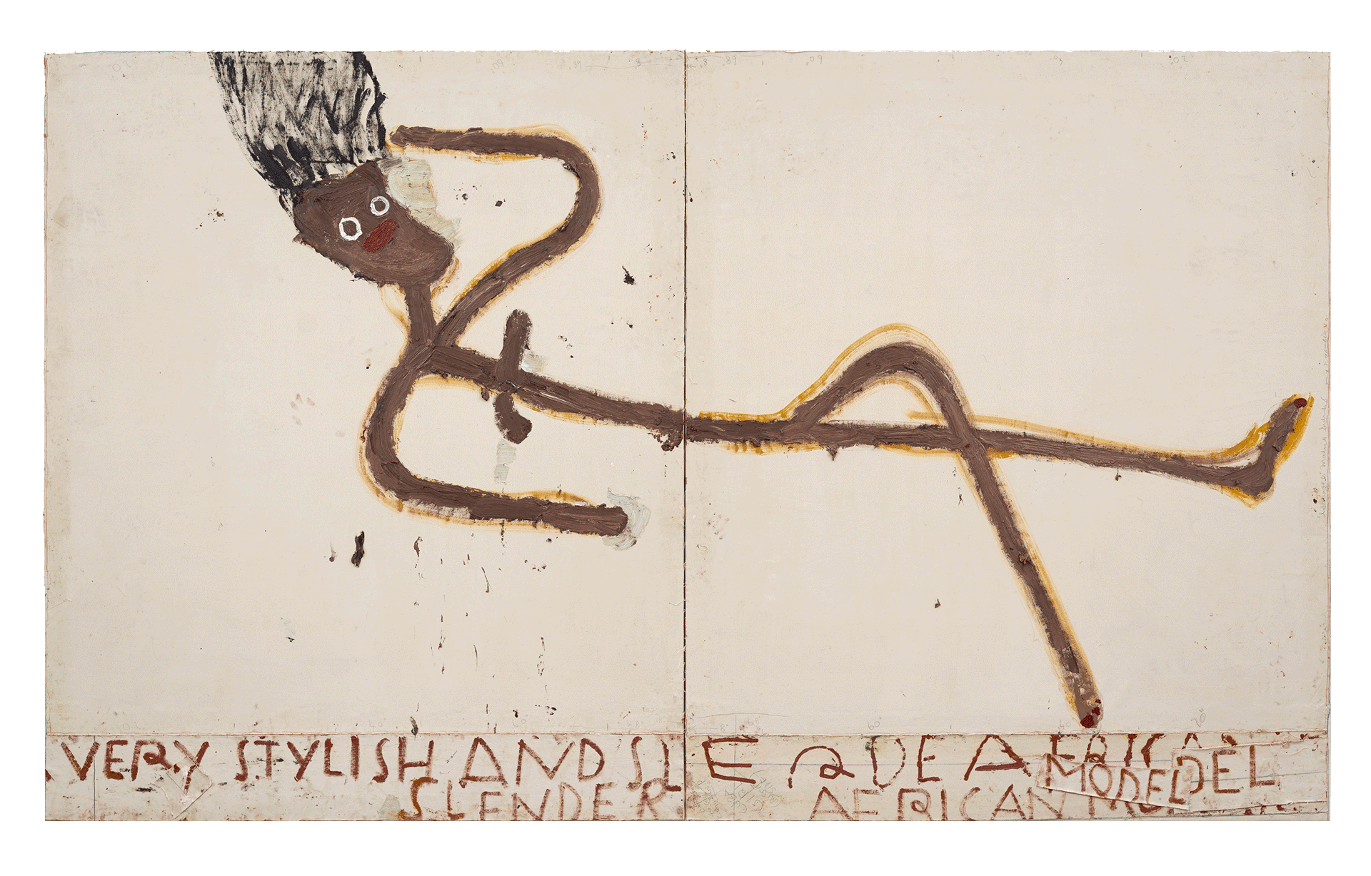 A painting by Rose Wylie, titled Tube Girl, dated 2016.