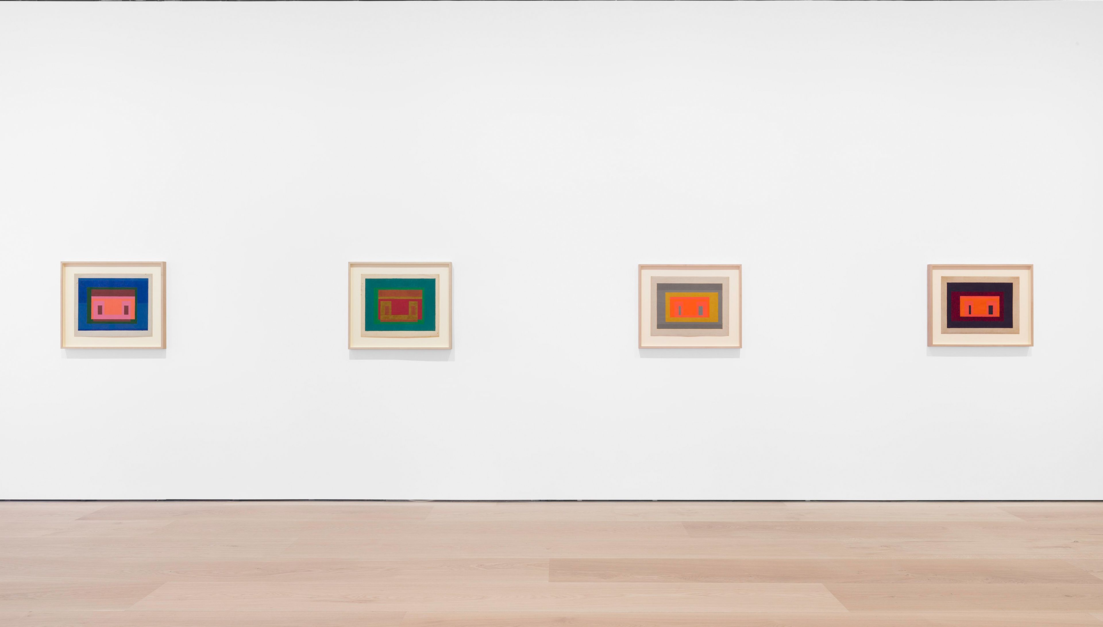 An Installation view of Josef Albers, Paintings Titled Variants, David Zwirner, London, dated 2023