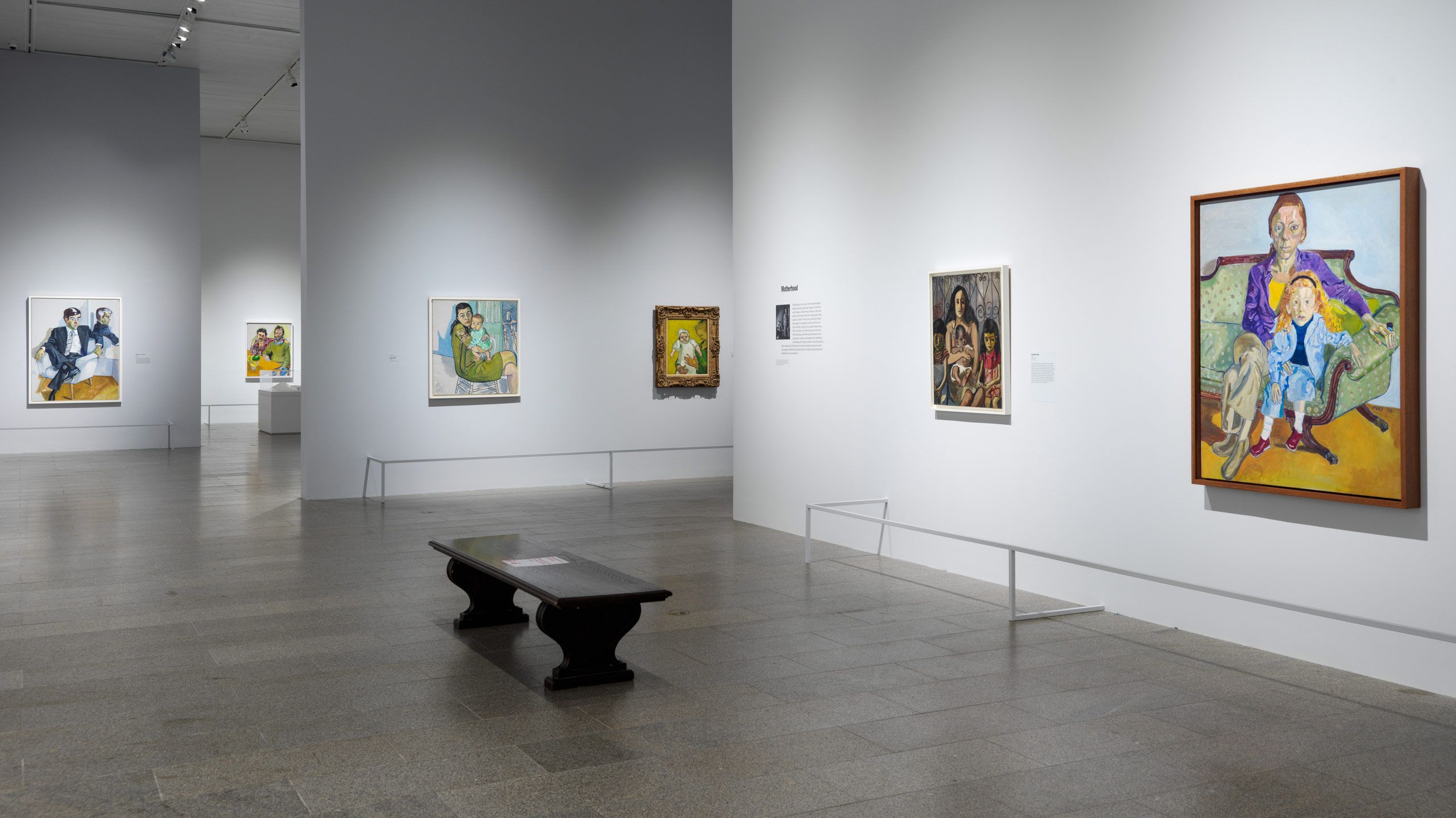 An installation view of an exhibition titled Alice Neel: People Come First at The Metropolitan Museum of Art, New York, in 2021.