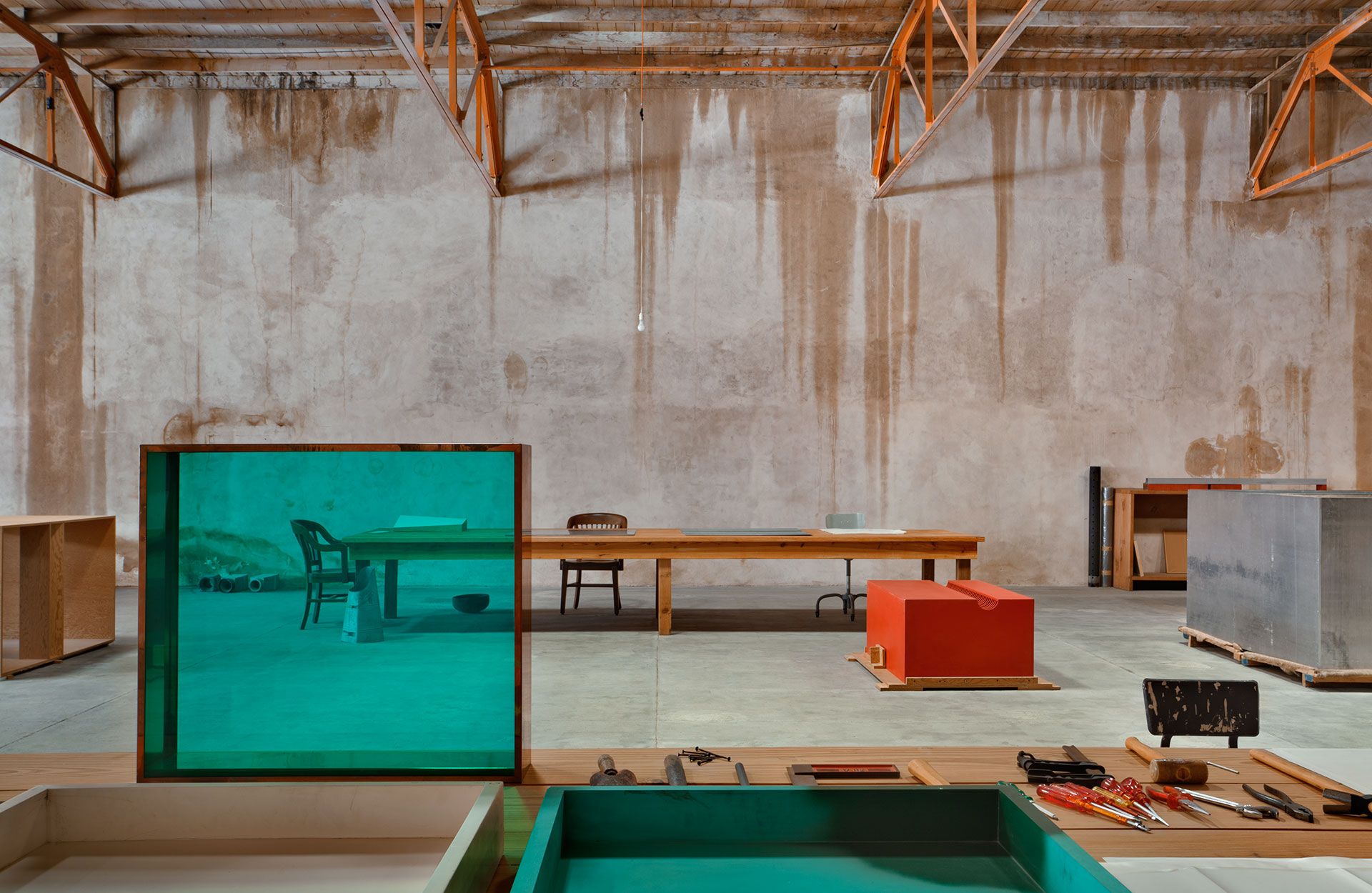 A view of Donald Judd's Art Studio in Marfa, Texas