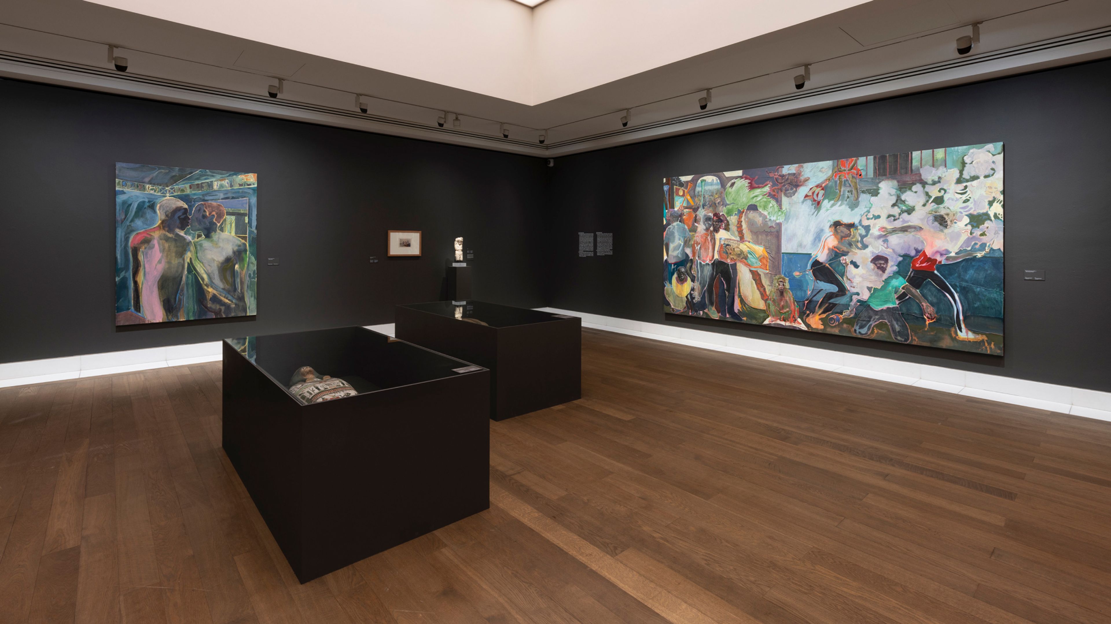 Installation view of the exhibition, Michael Armitage – Account of an Illiterate Man, at Ny Carlsberg Glyptotek in Copenhagen, dated 2021.