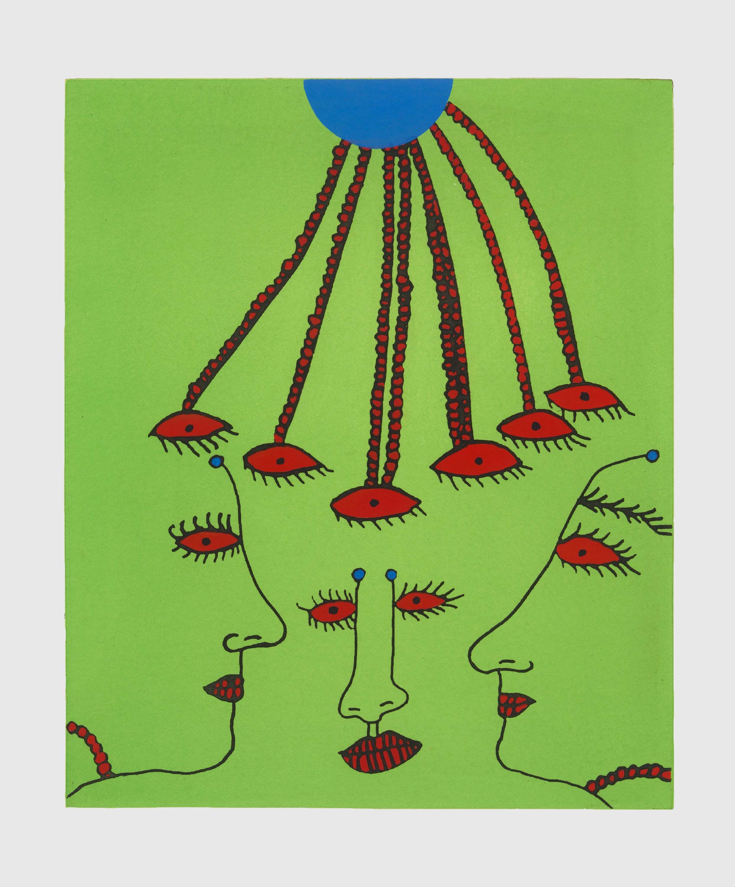 A print by Yayoi Kusama, titled Reflecting in the Field of Love, dated 2011.