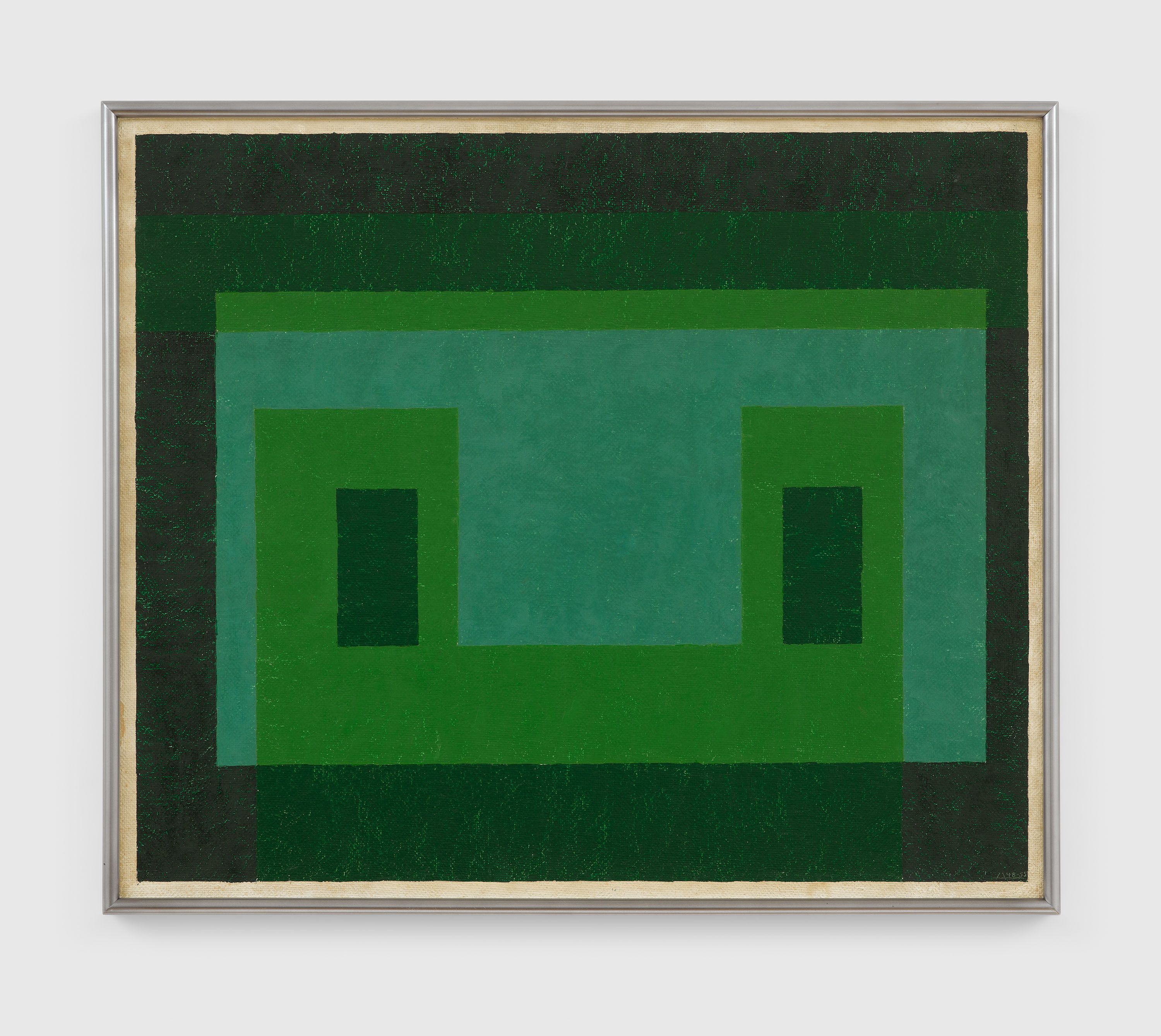 A painting by Josef Albers, titled Contented Green, 1948 to 1955.