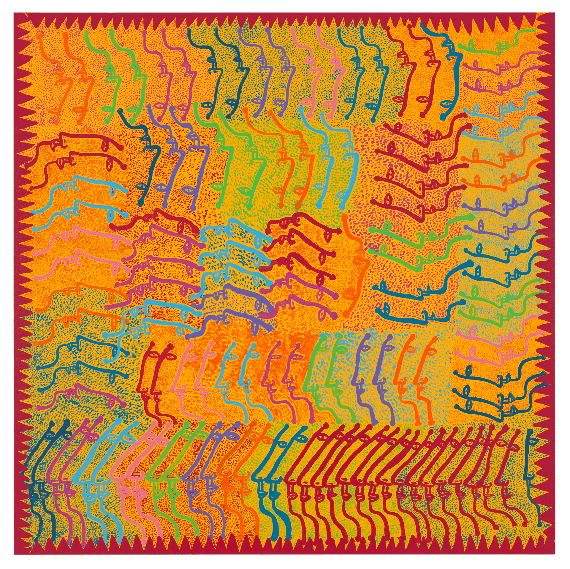 A painting by Yayoi Kusama, titled Women in the Memories, dated 2013.