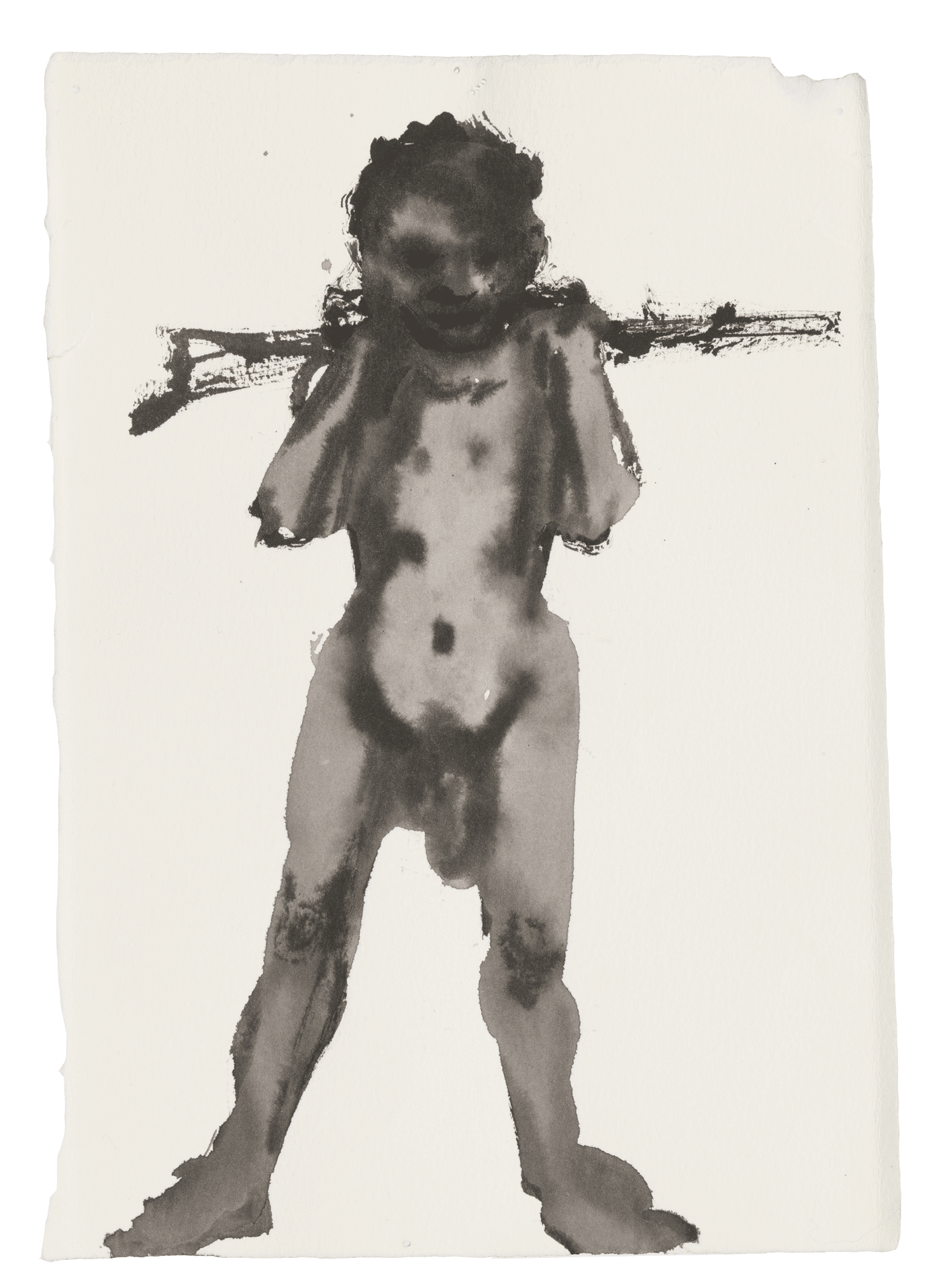A drawing by Marlene Dumas, titled Adonis prefers war to love, dated 2015 to 2016.