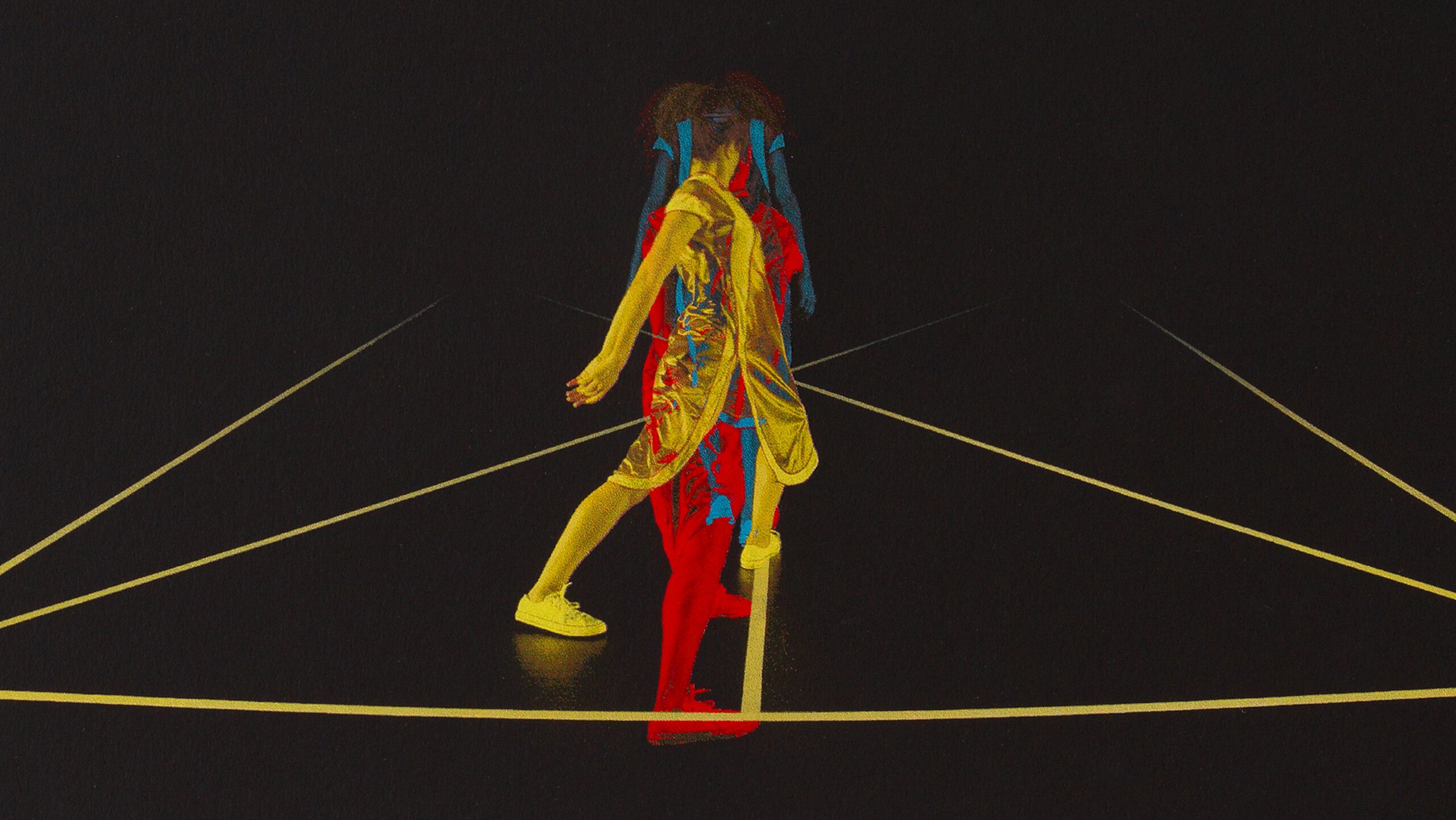 A detail from a screenprint by Kandis Williams, titled Triadic Ballet still, dated 2021.