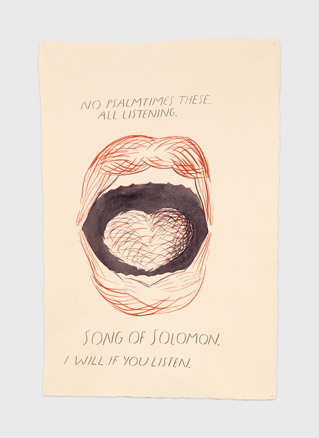 An ink drawing by Raymond Pettibon titled No Title (No psalmtimes these...), dated 1991