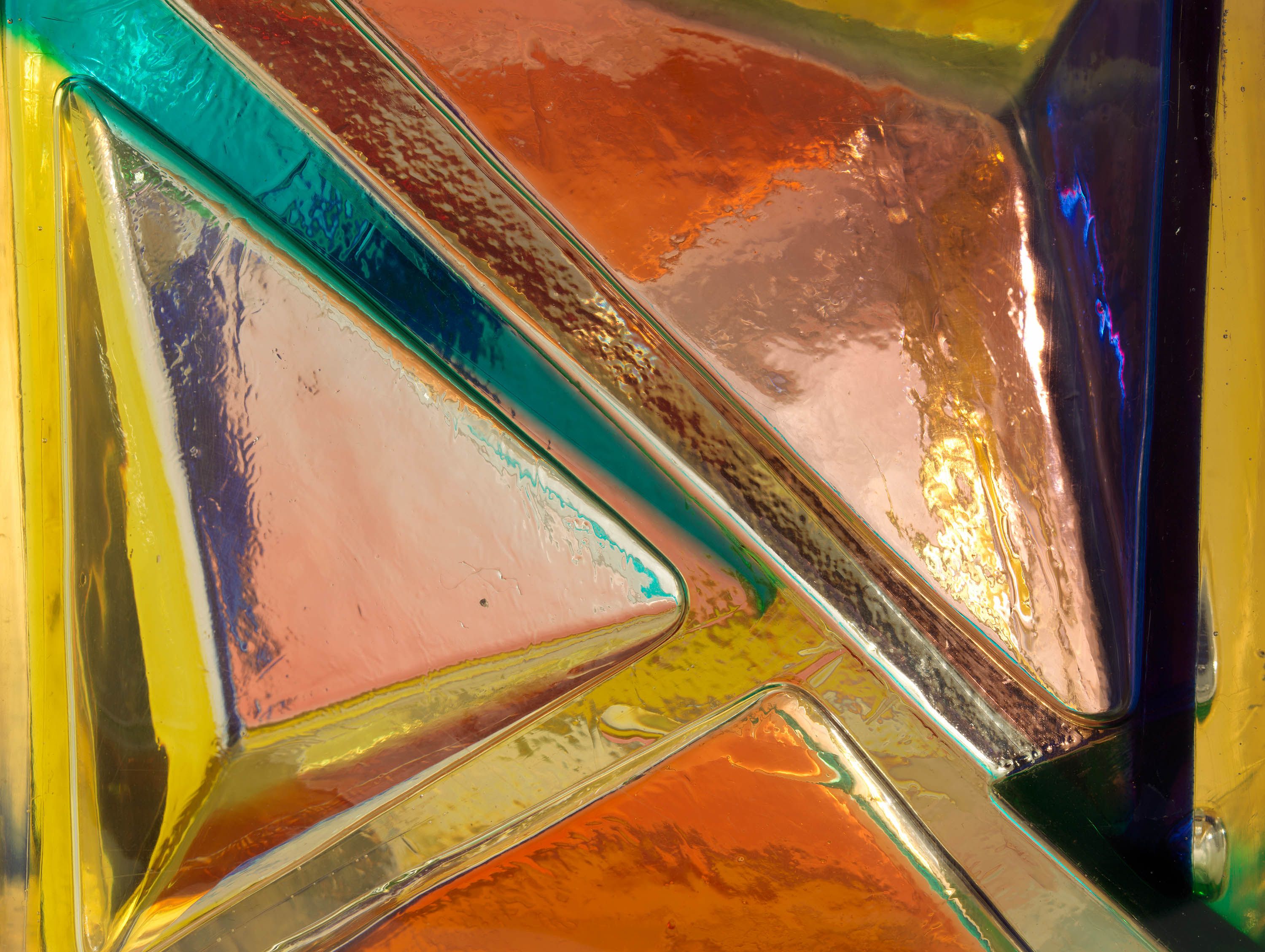 A detail of a sculpture by Leo Amino, titled Refractional #121, dated 1978