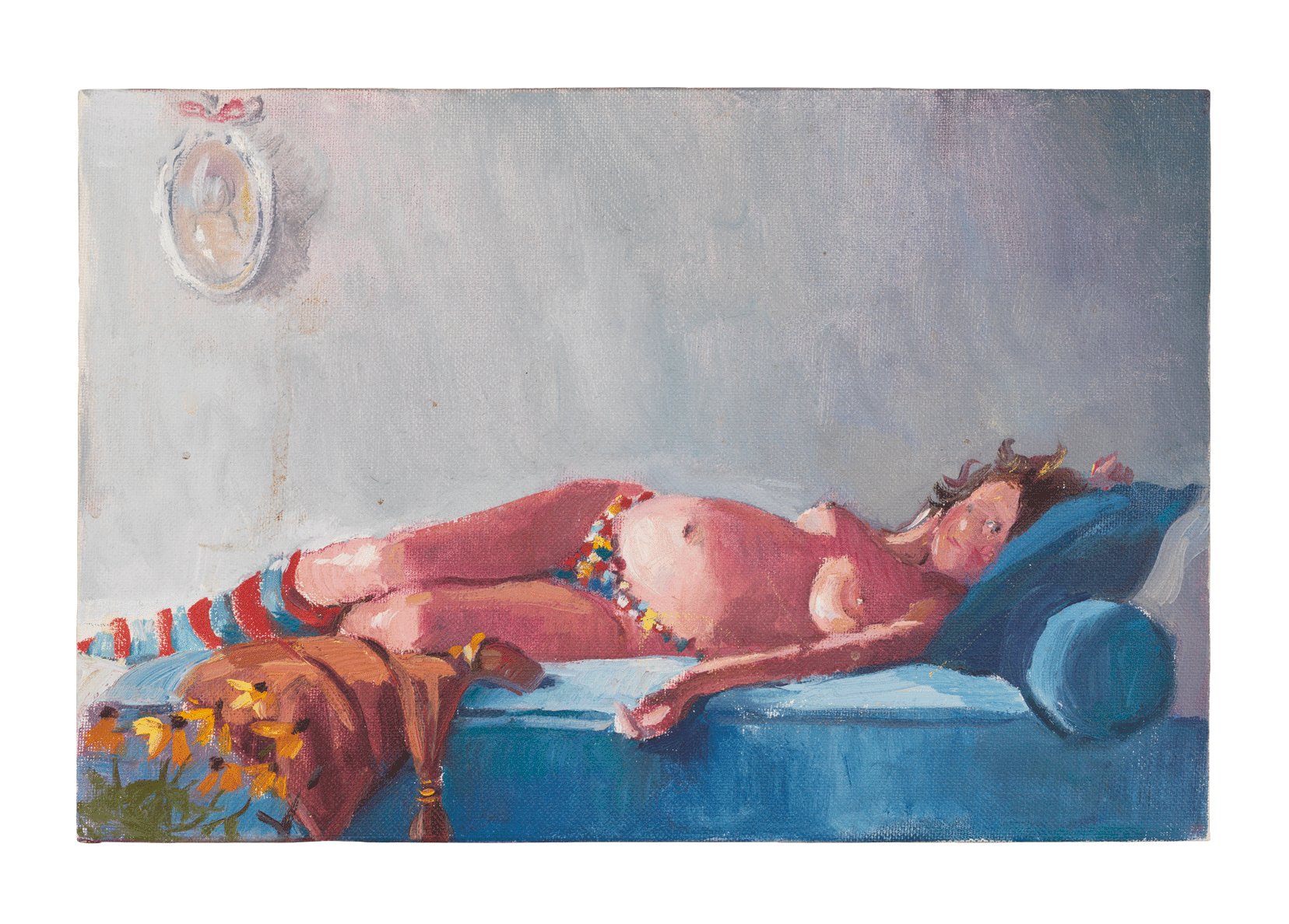 A painting by Lisa Yuskavage, titled Quattro, dated 2003.