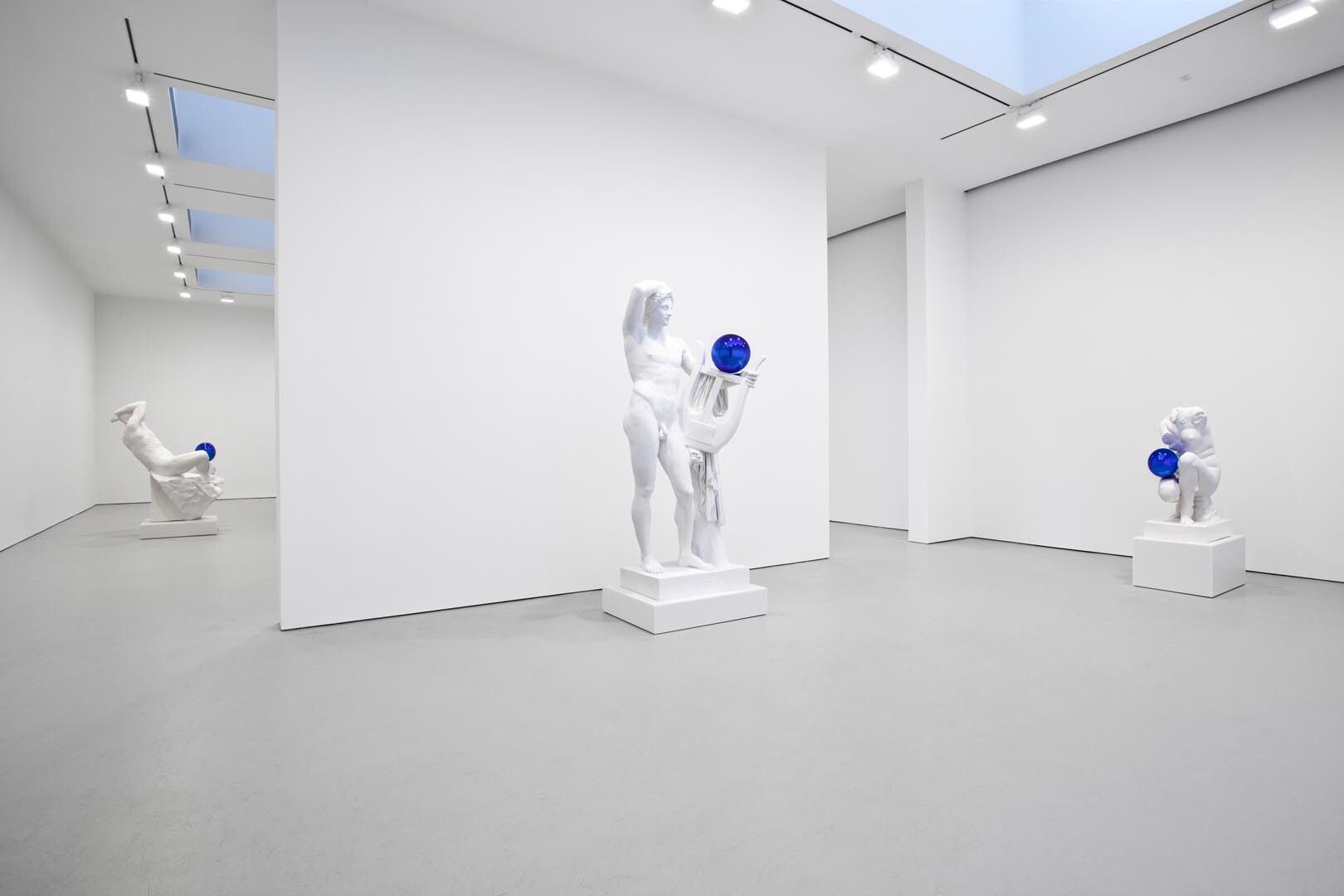Installation view of the exhibition Jeff Koons: Gazing Ball, at David Zwirner in New York, dated 2013.