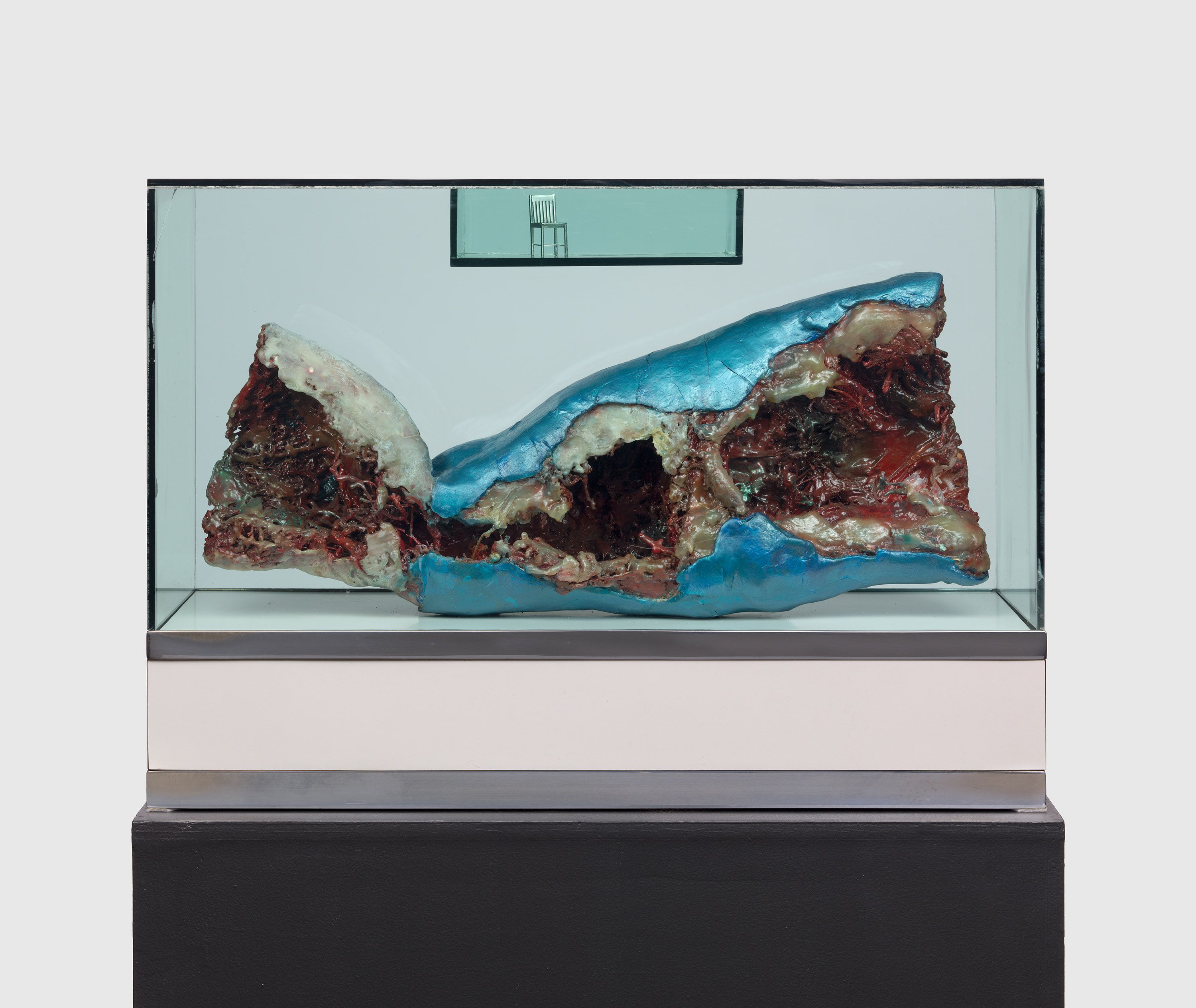A sculpture by Paul Thek, called Untitled (Meat Piece with Chair), dated 1966.