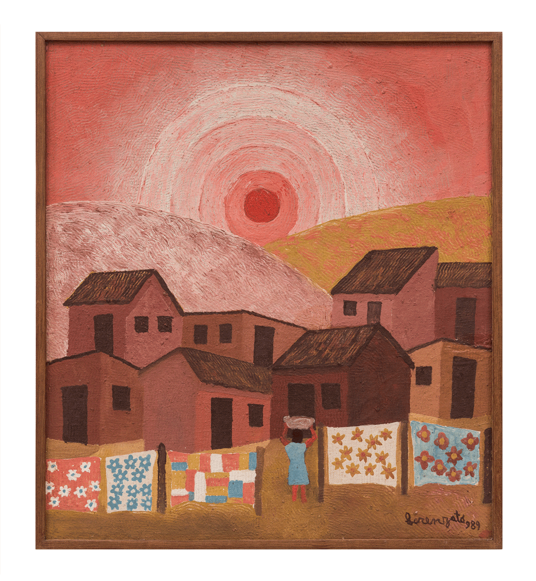 A painting by Amadeo Luciano Lorenzato, titled Pôr do Sol (Sunset), dated 1989.