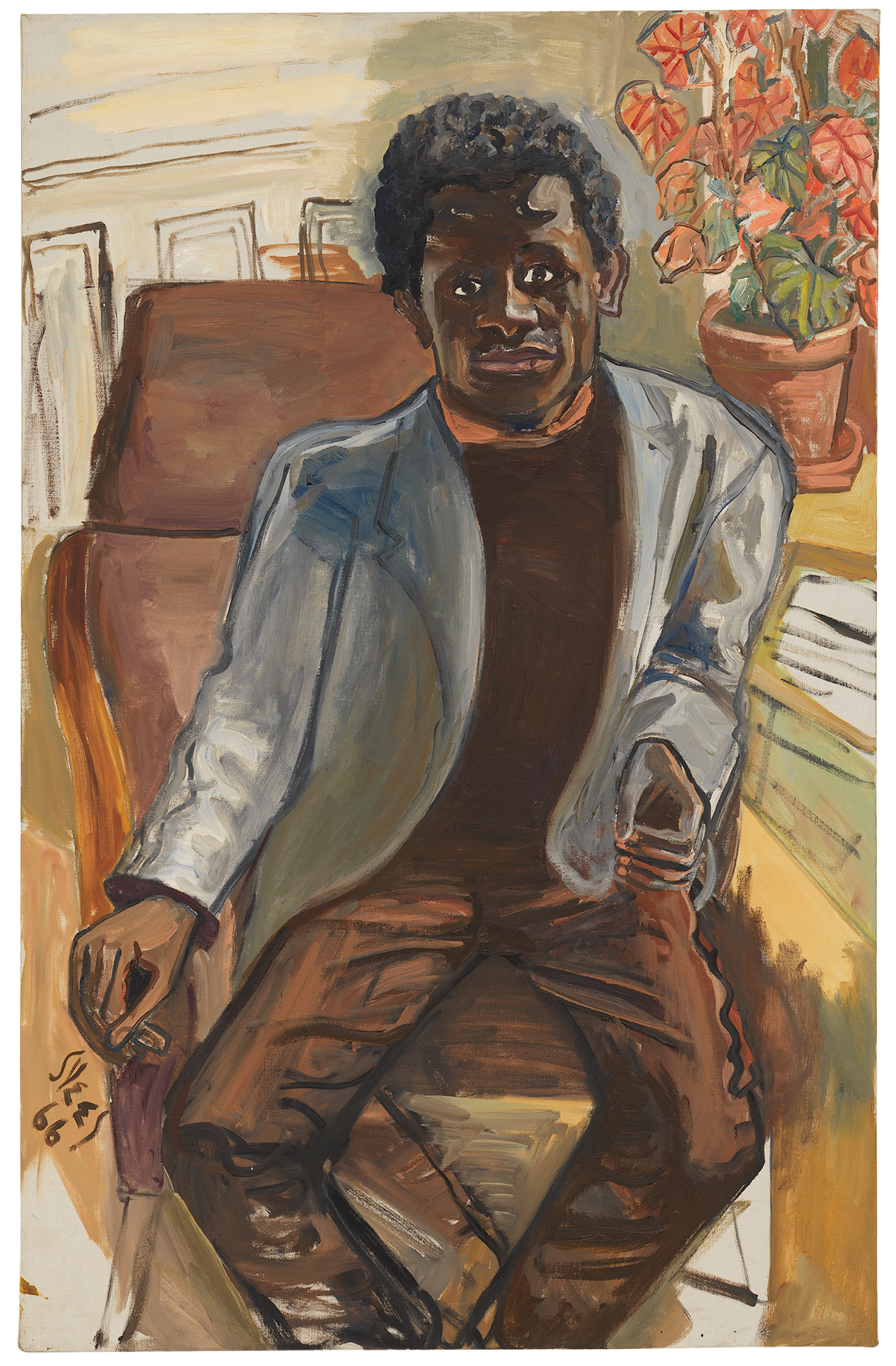 A painting by Alice Neel, titled Black Man, dated 1966.