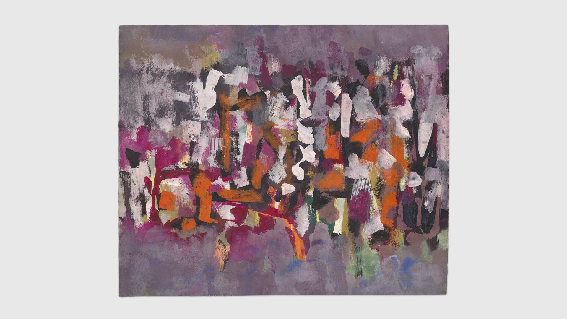 An untitled casein and gouache work on paper by Ad Reinhardt, dated 1949 to 1950.
