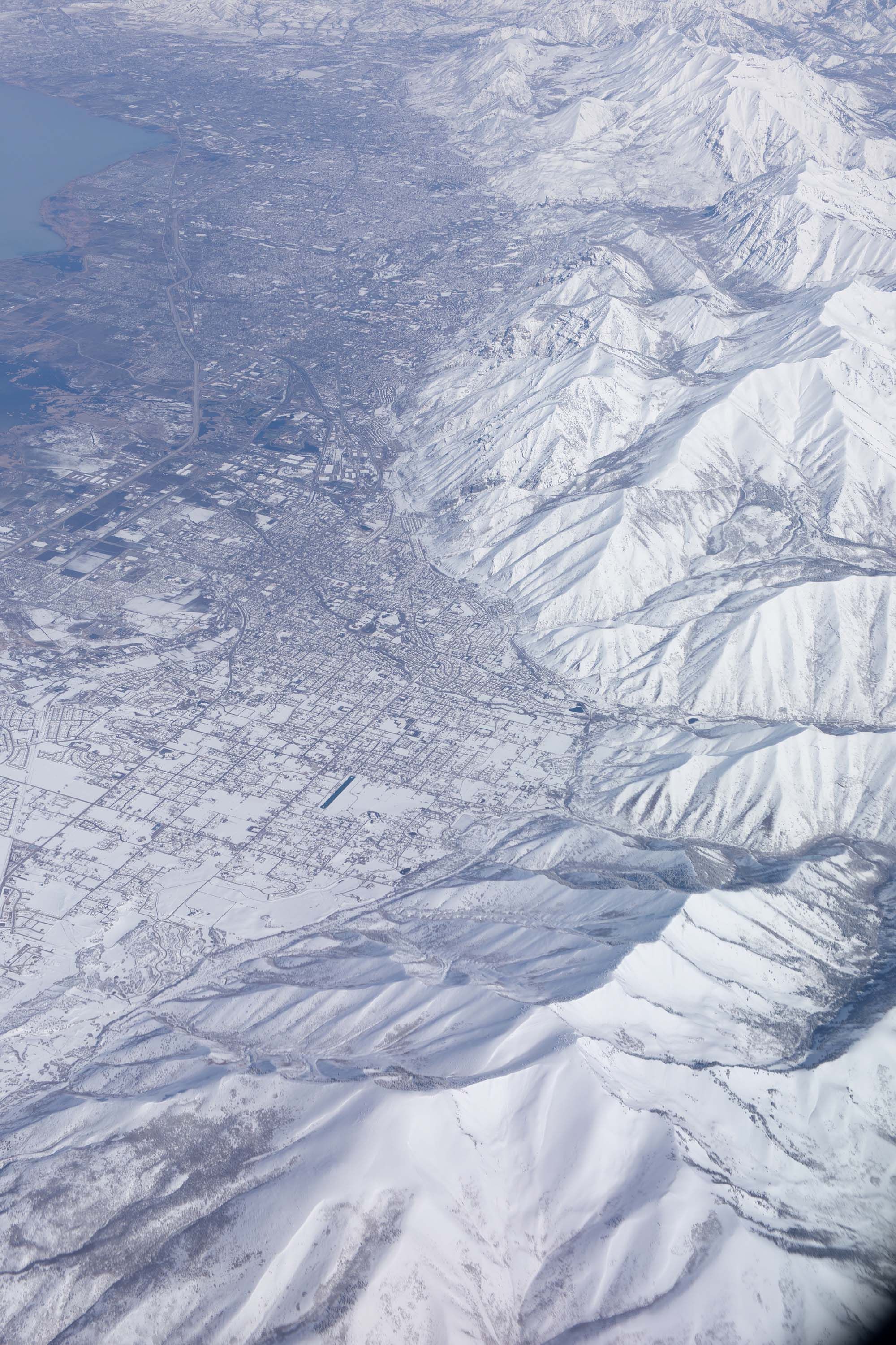 A photograph by Wolfgang Tillmans, titled ﻿Provo, Utah and the Wasatch Range of the Rocky Mountains, dated 2023.