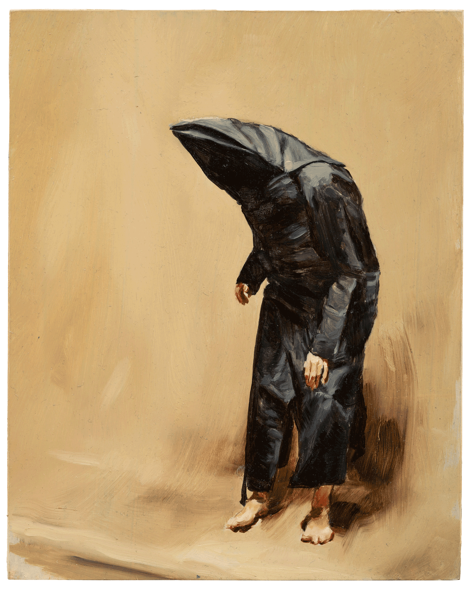 A painting by Michaël Borremans, titled Black Mould / Pogo, dated 2015.