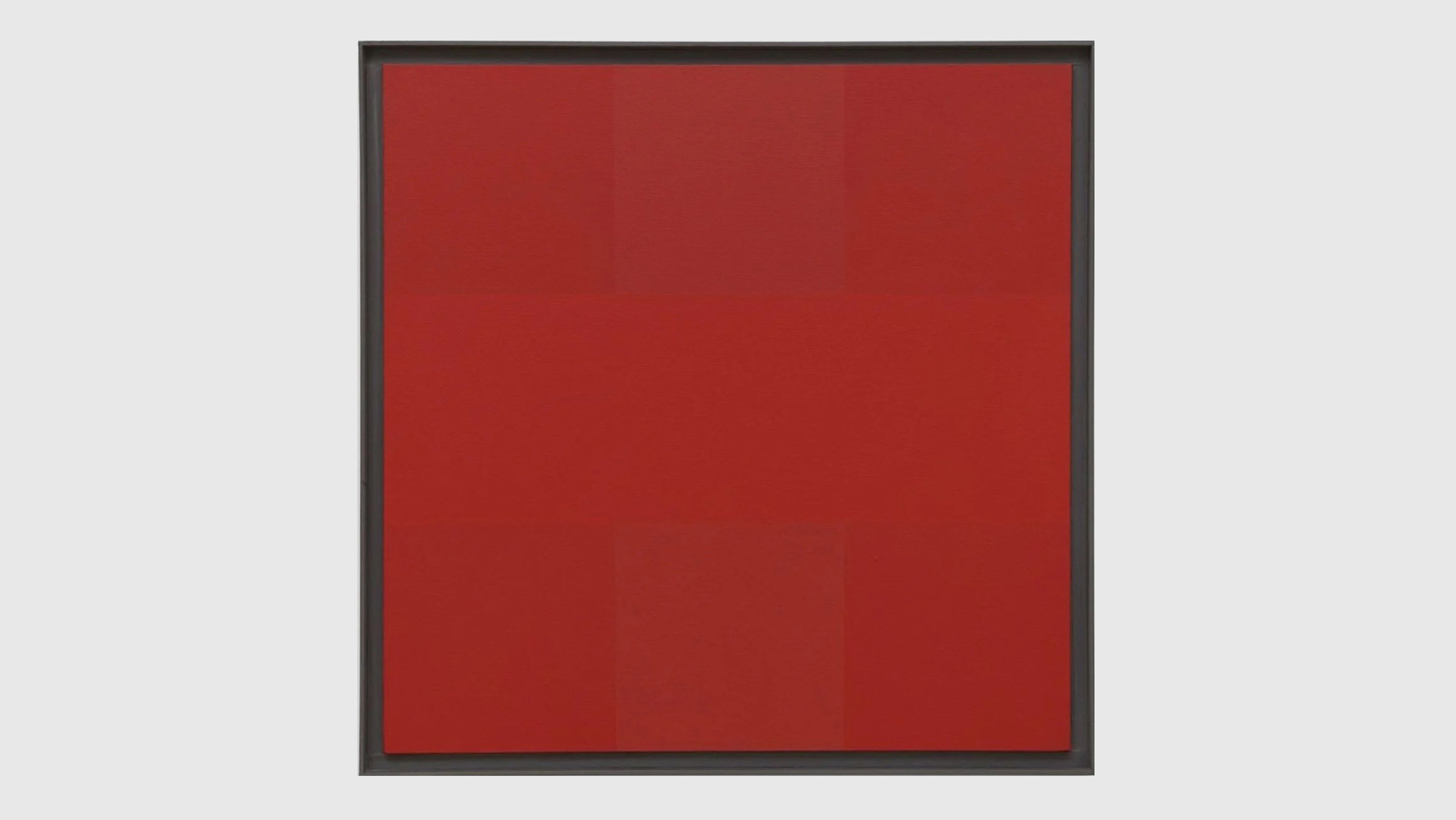 A painting by Ad Reinhardt, titled Abstract Painting, Red, dated 1953.