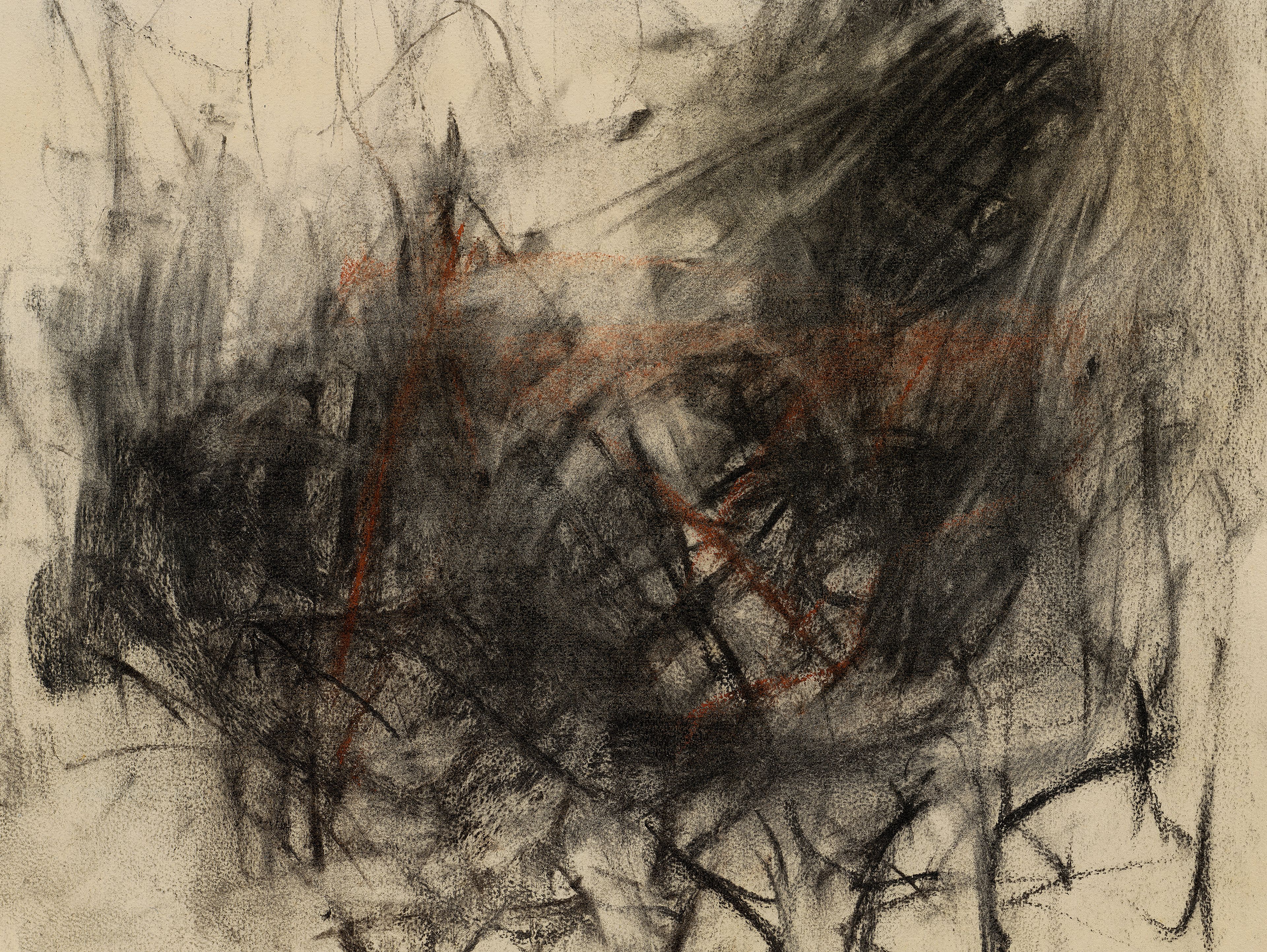 A detail from an untitled work on paper by Joan Mitchell, dated circa 1964.